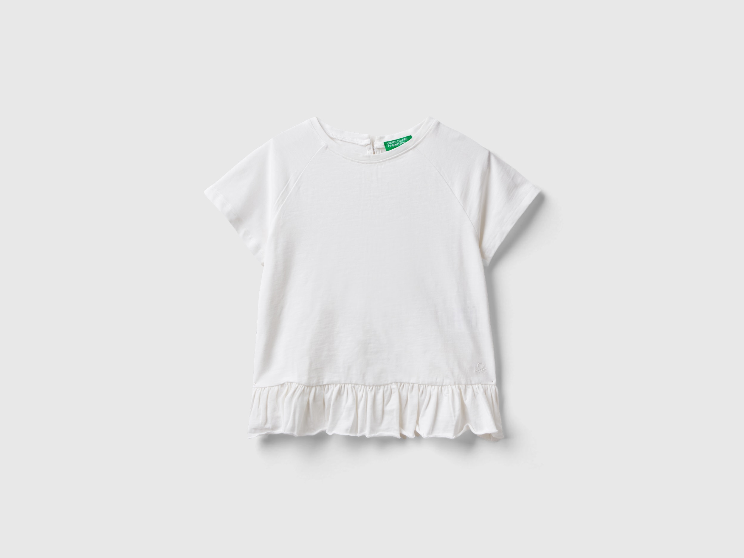 Benetton, T-shirt Con Volant, Bianco, Bambini