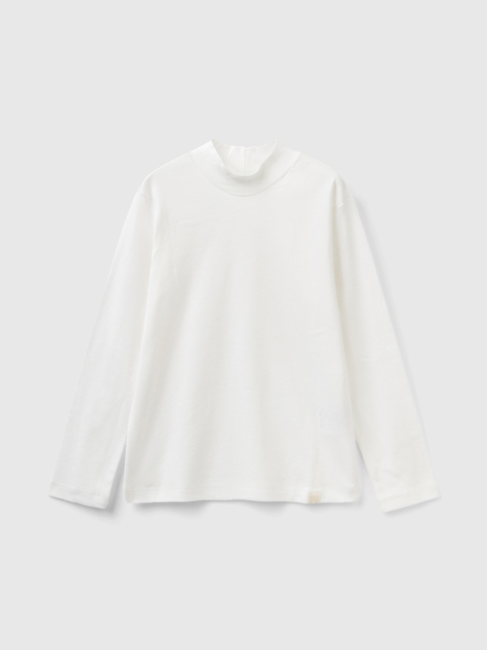 Benetton, Rubbed Knit Turtleneck T-shirt, White, Kids