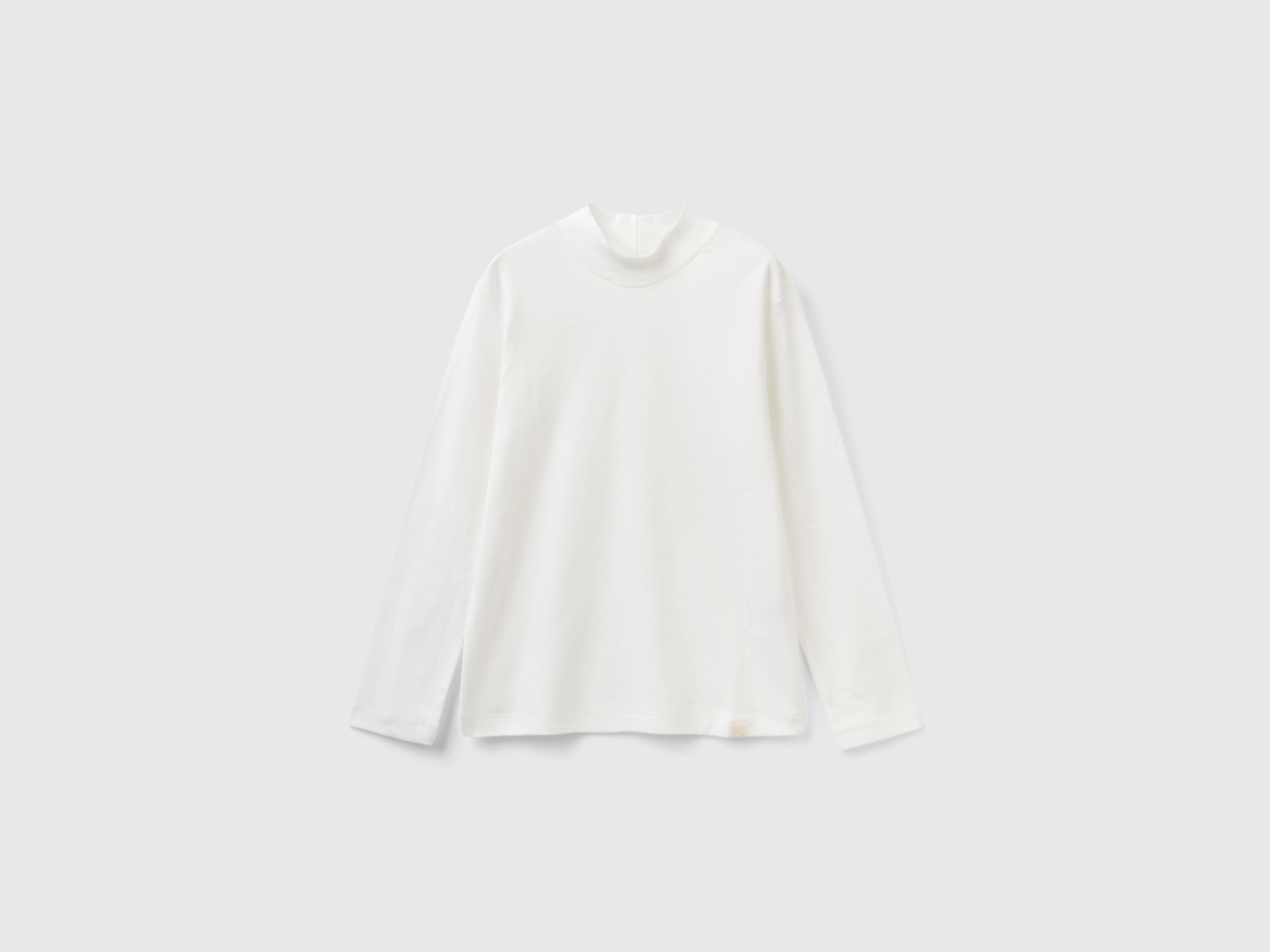 Benetton, Rubbed Knit Turtleneck T-shirt, size L, White, Kids