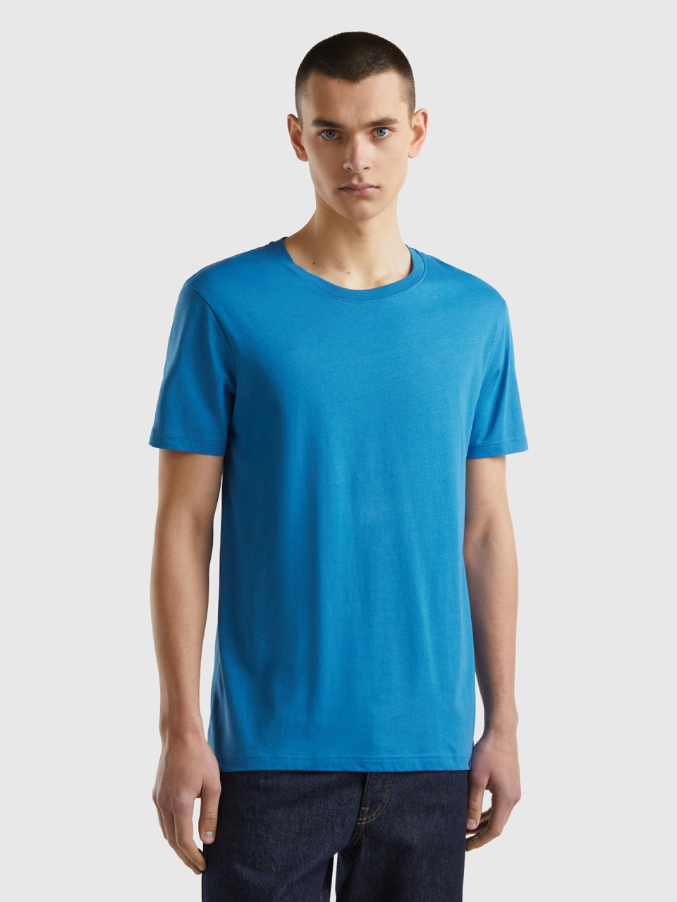 Benetton, Camiseta Azul, Azul, Hombre