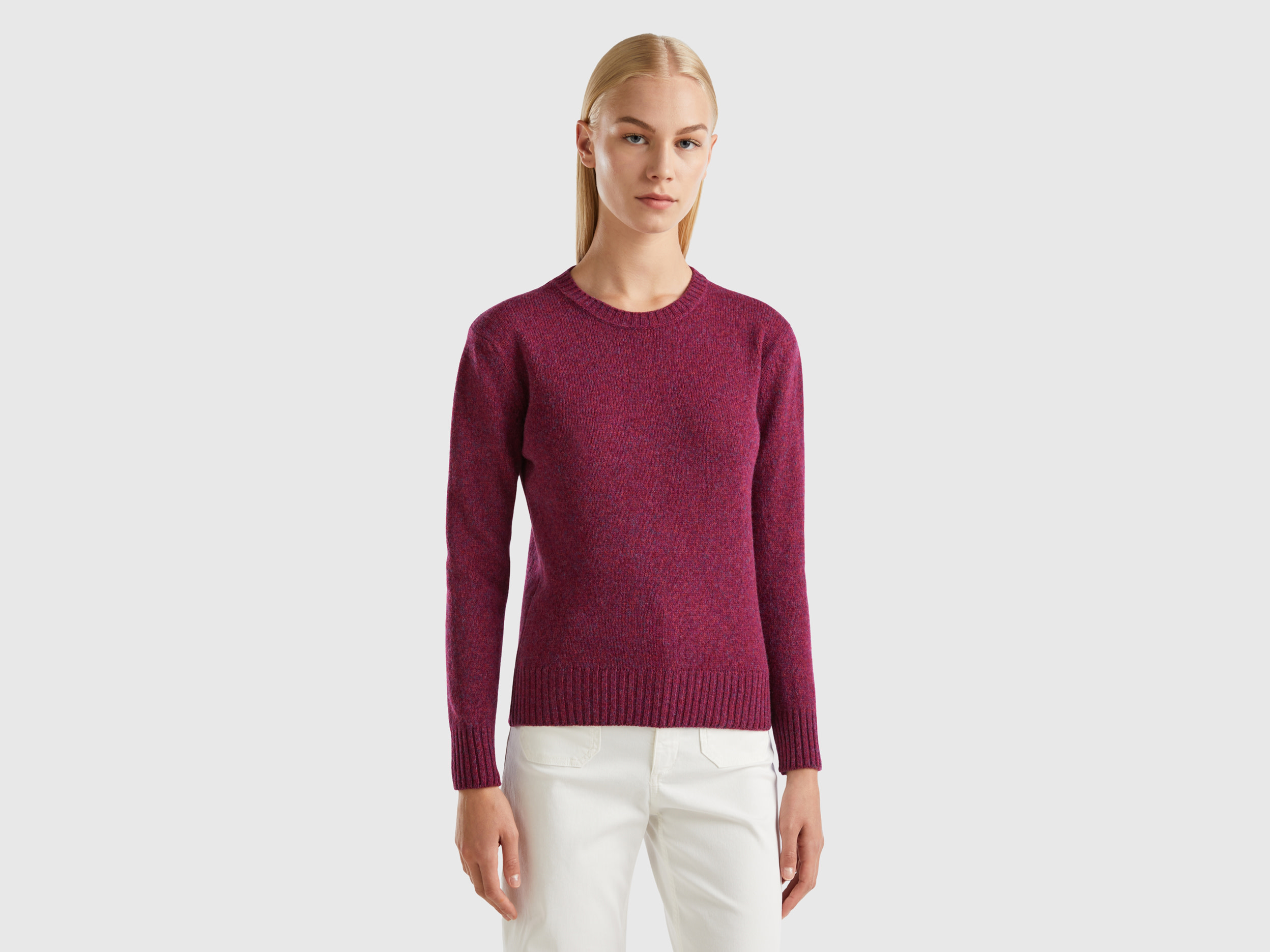 Benetton, Sweater In Pure Shetland Wool, size XS, Burgundy, Women