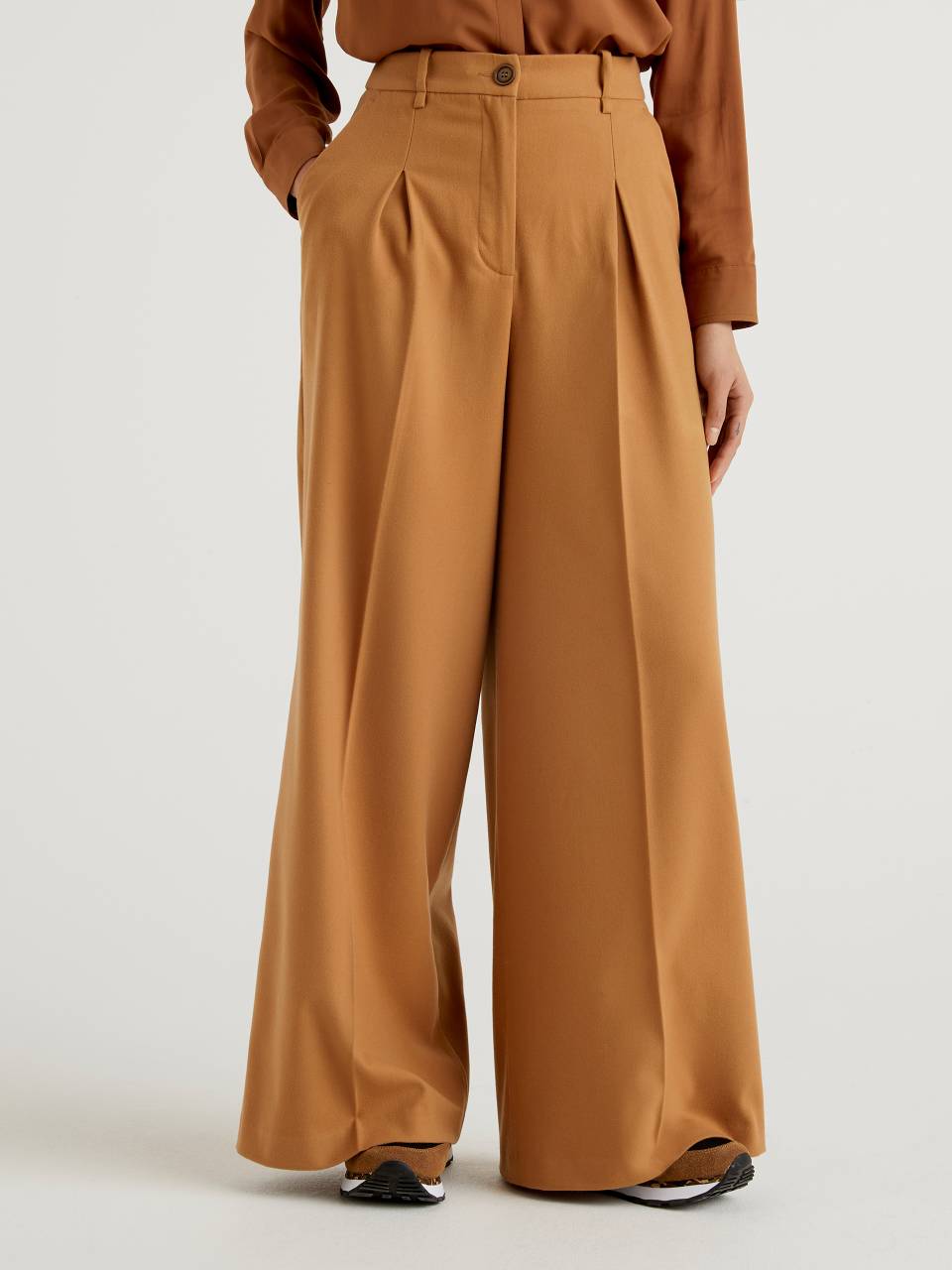 Benetton Stretch flannel palazzo trousers. 1