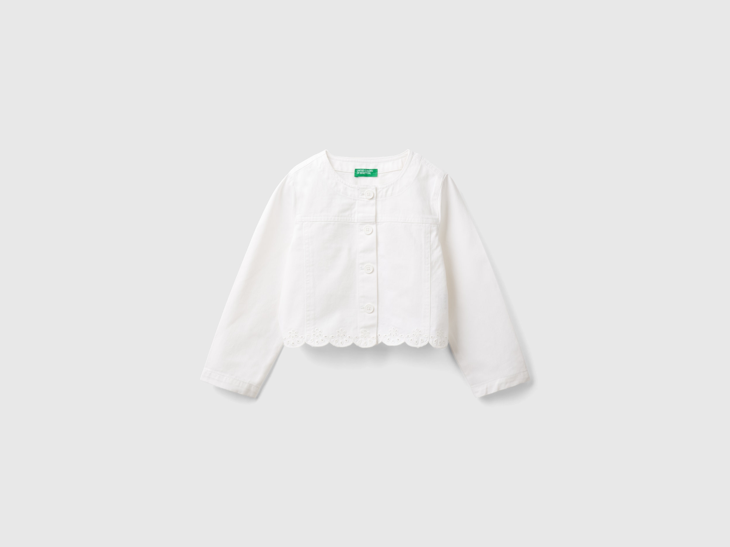 Benetton, Giacca Elegante Con Ricami, Bianco, Bambini