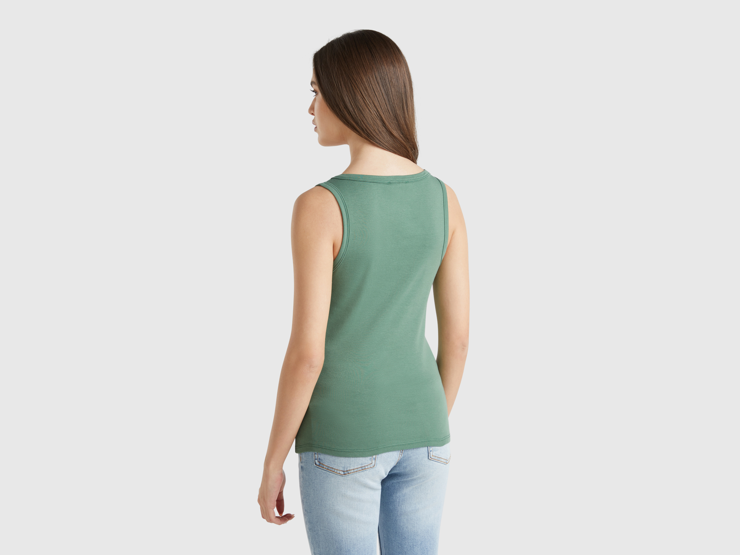 Benetton, Φανέλα Πράσινο Δάσους Από Αγνό Βαμβακερό, size L, Πρασινο, Γυναικεία φωτογραφία
