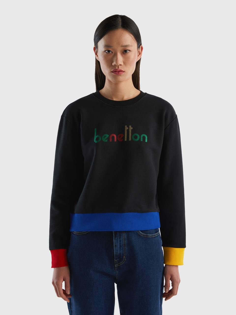 Benetton 100% cotton sweatshirt with logo print. 1
