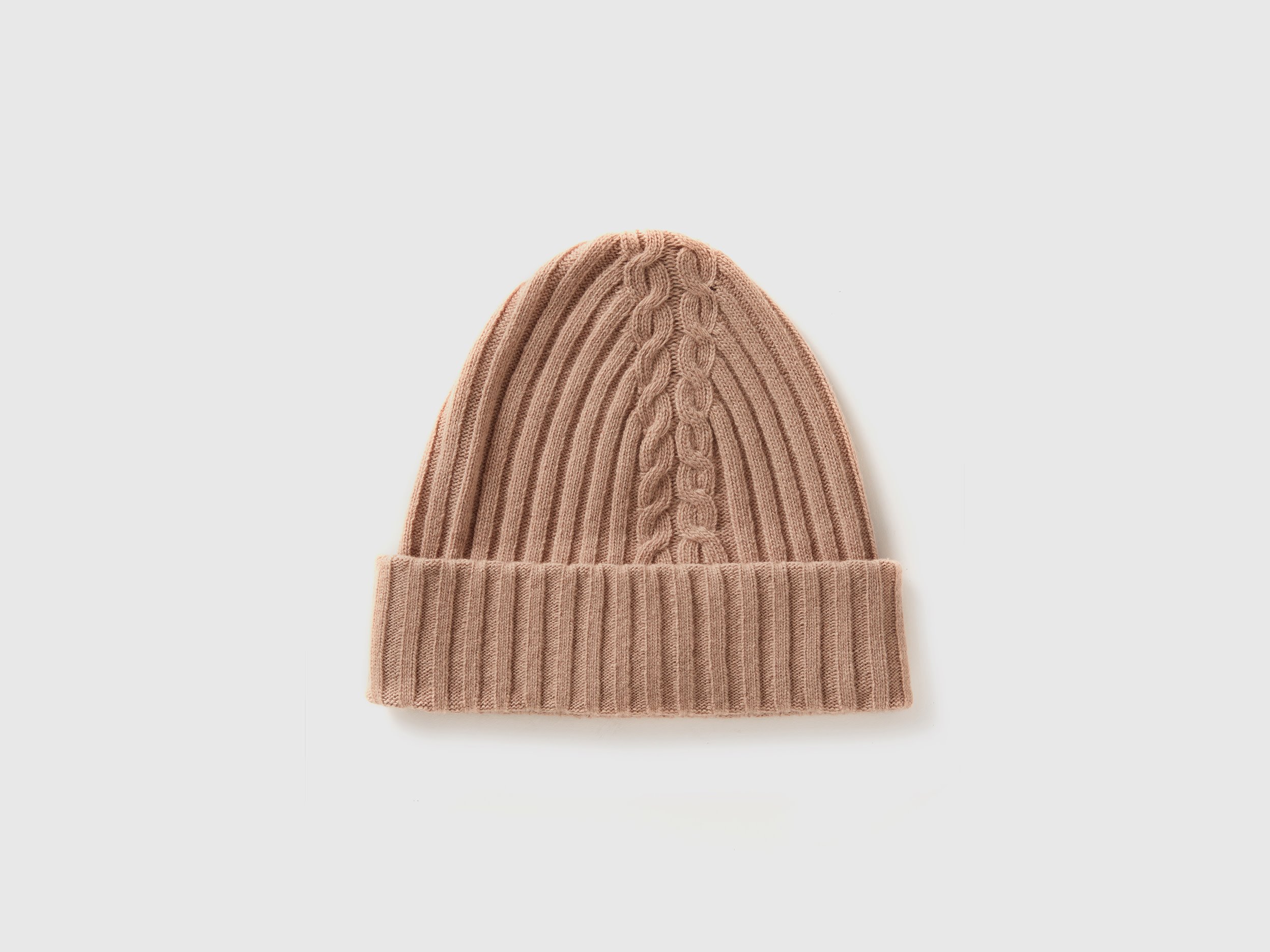 Benetton, Berretto Con Lavorazione Treccia, Cammello, Donna