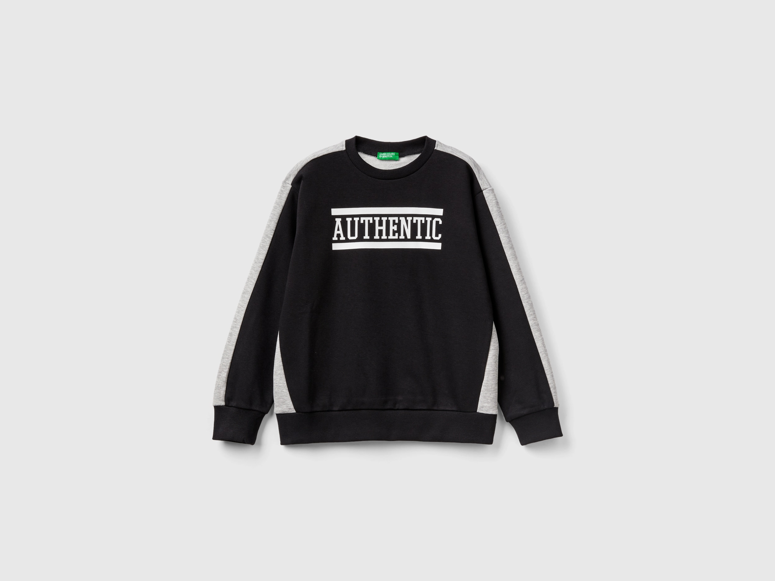 Benetton, Color Block Sweatshirt With Print, size 3XL, Black, Kids