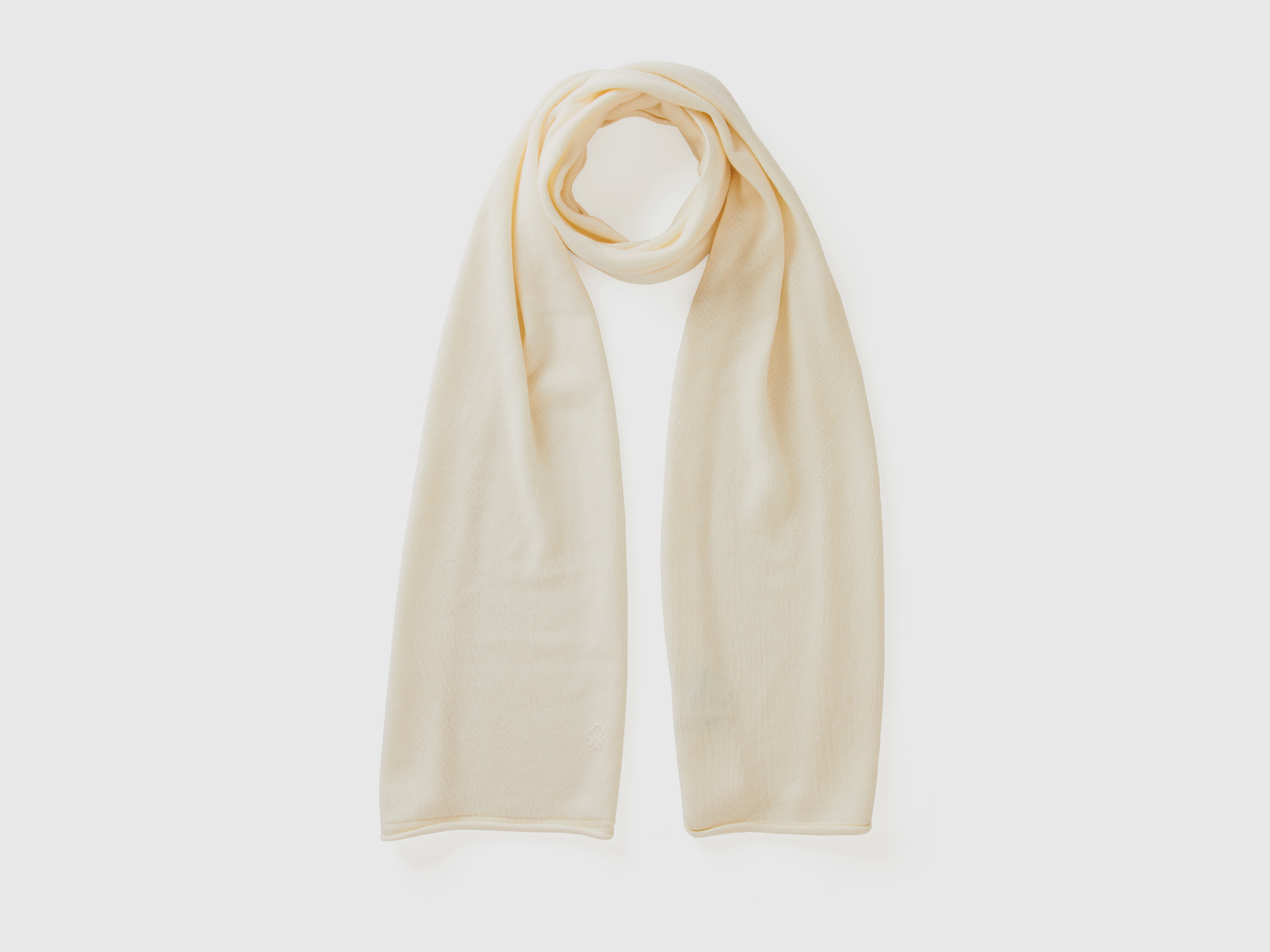 Benetton, Sciarpa In Misto Cashmere, Bianco Panna, Donna