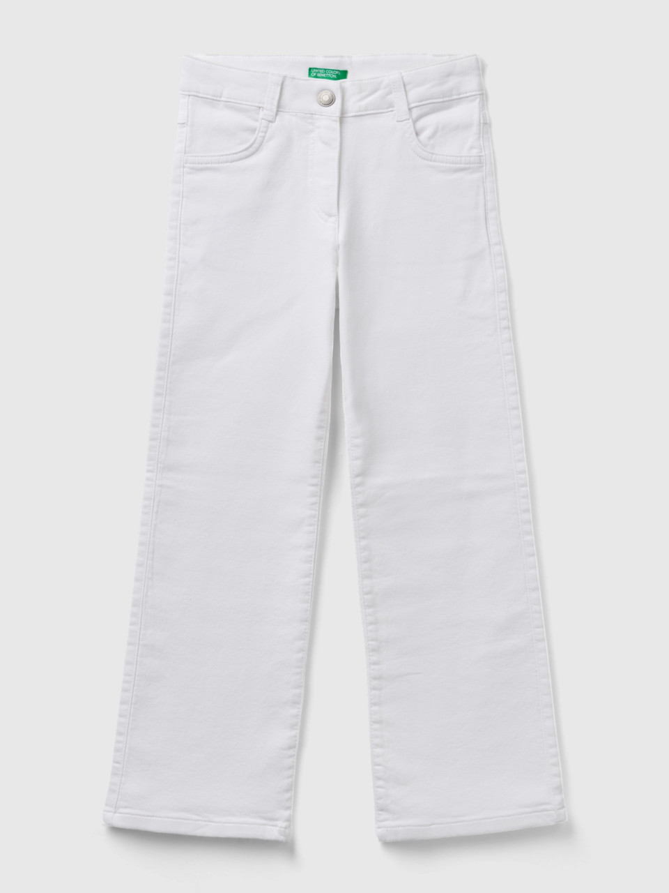 Benetton, Flared Stretch Pants, White, Kids