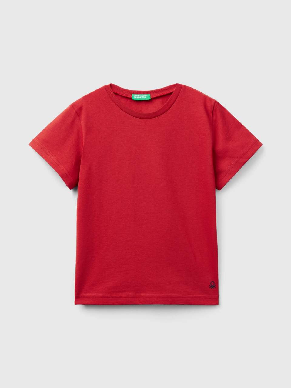 Benetton, T-shirt Aus Bio-baumwolle, Ziegelrot, male