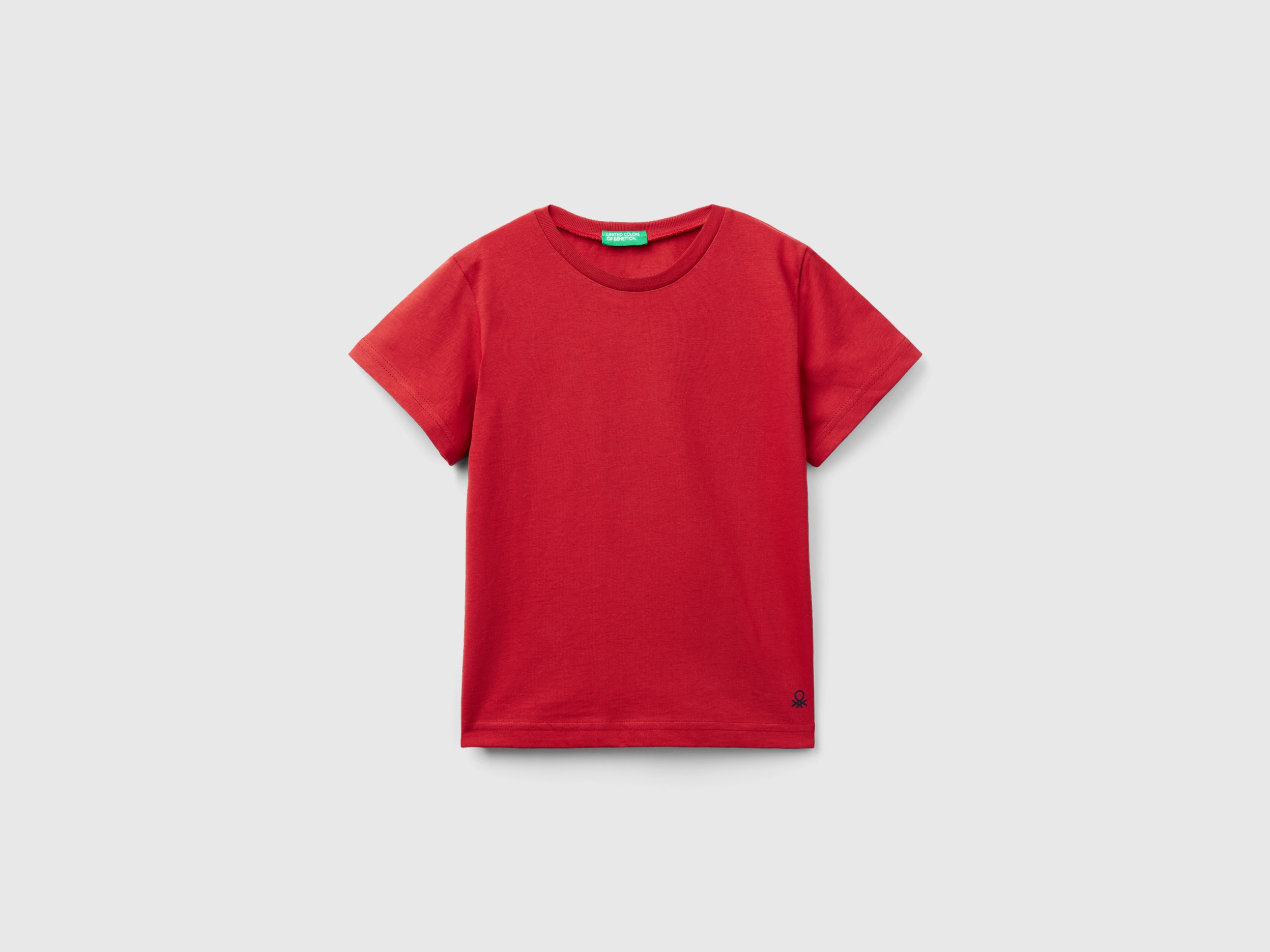 Image of Benetton, T-shirt In Organic Cotton, size 116, Brick Red, Kids