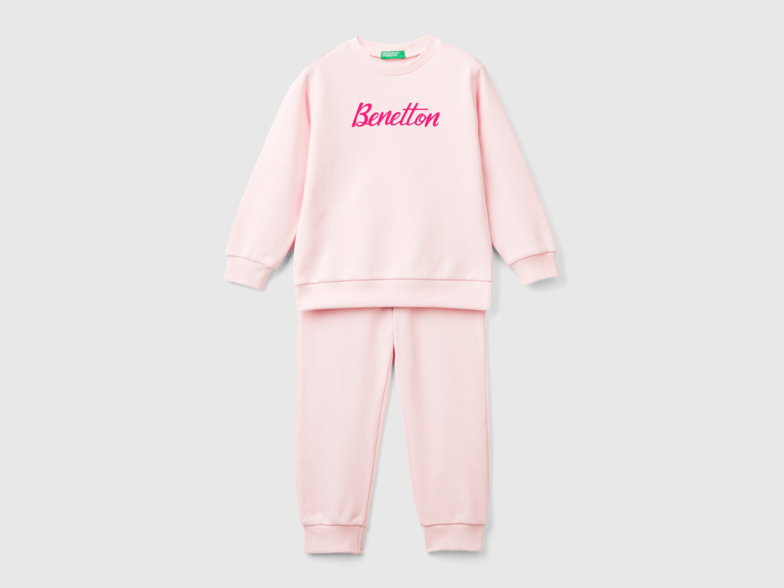 Benetton, Tuta In Felpa Con Logo, Rosa, Bambini