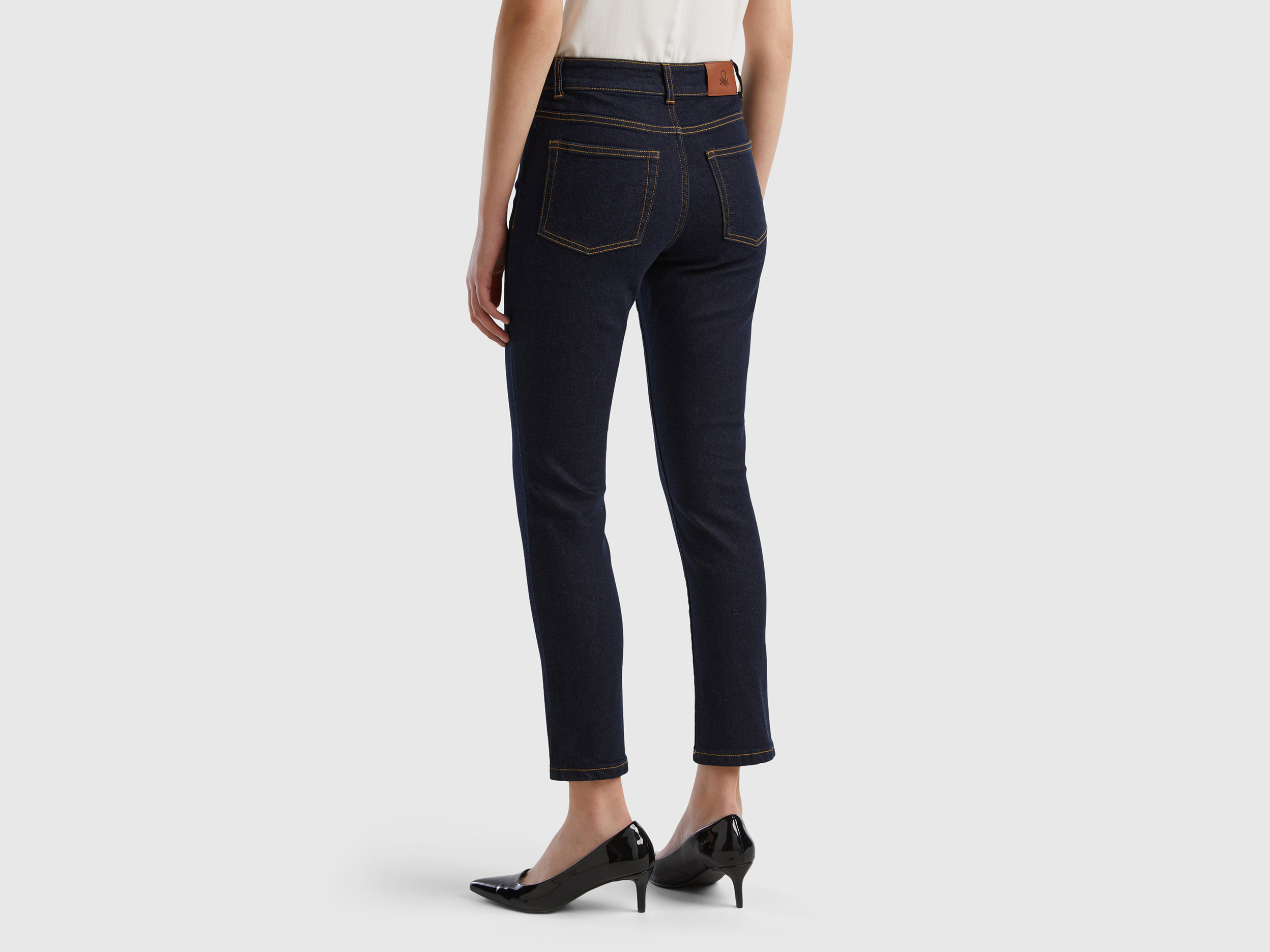 Benetton, Τζιν Slim Fit Ψηλόμεσο, size 31, Σκουρο Μπλε, Γυναικεία φωτογραφία