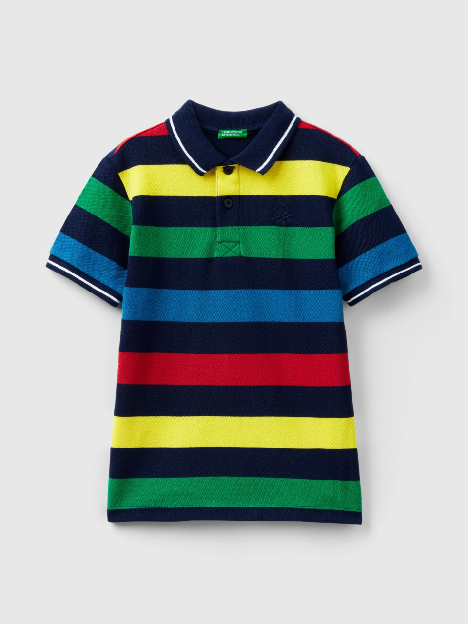 Benetton, Short Sleeve Polo With Stripes, Multi-color, Kids