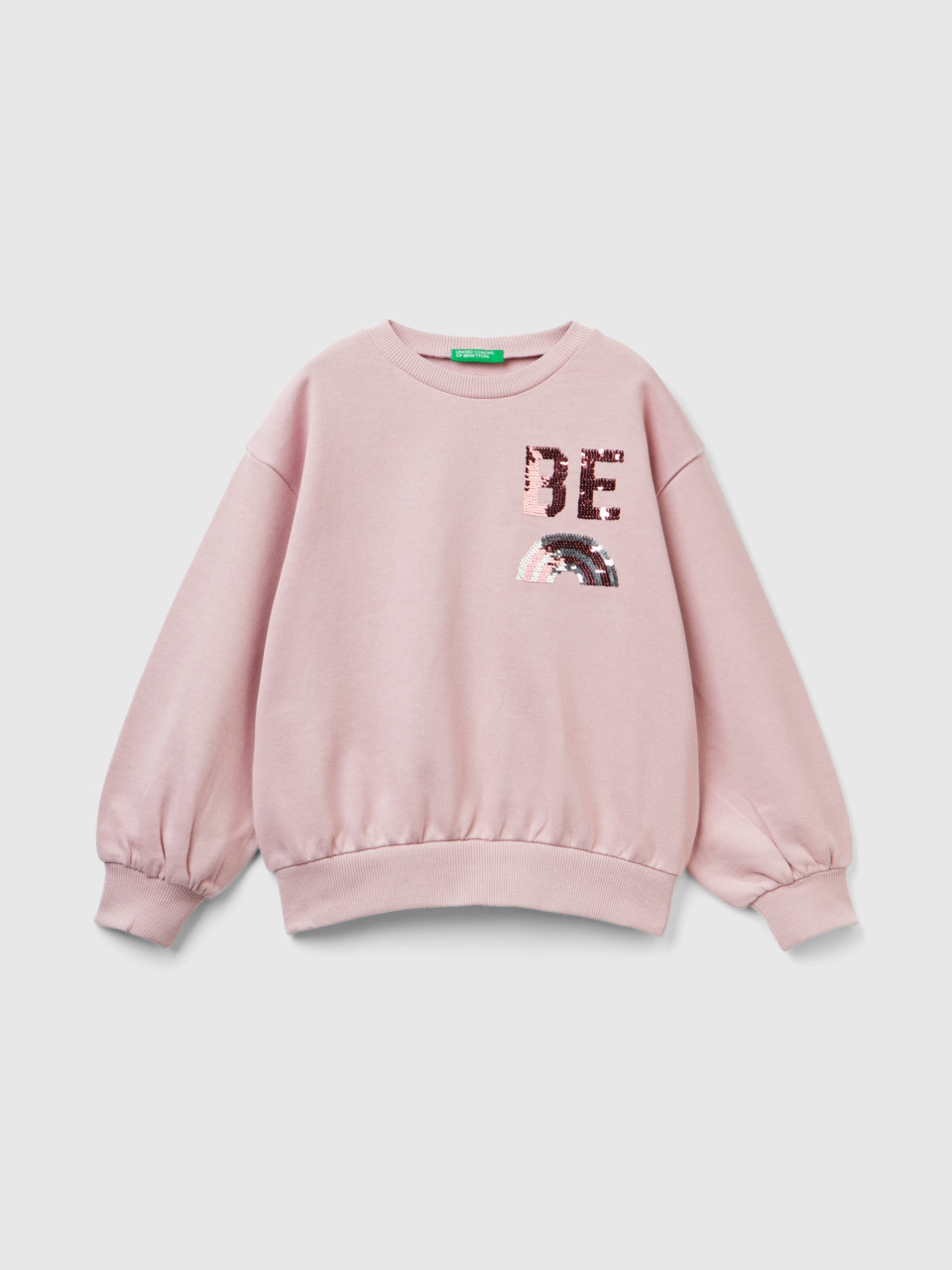 Benetton, Sweatshirt With Reversible Sequins, Pink, Kids