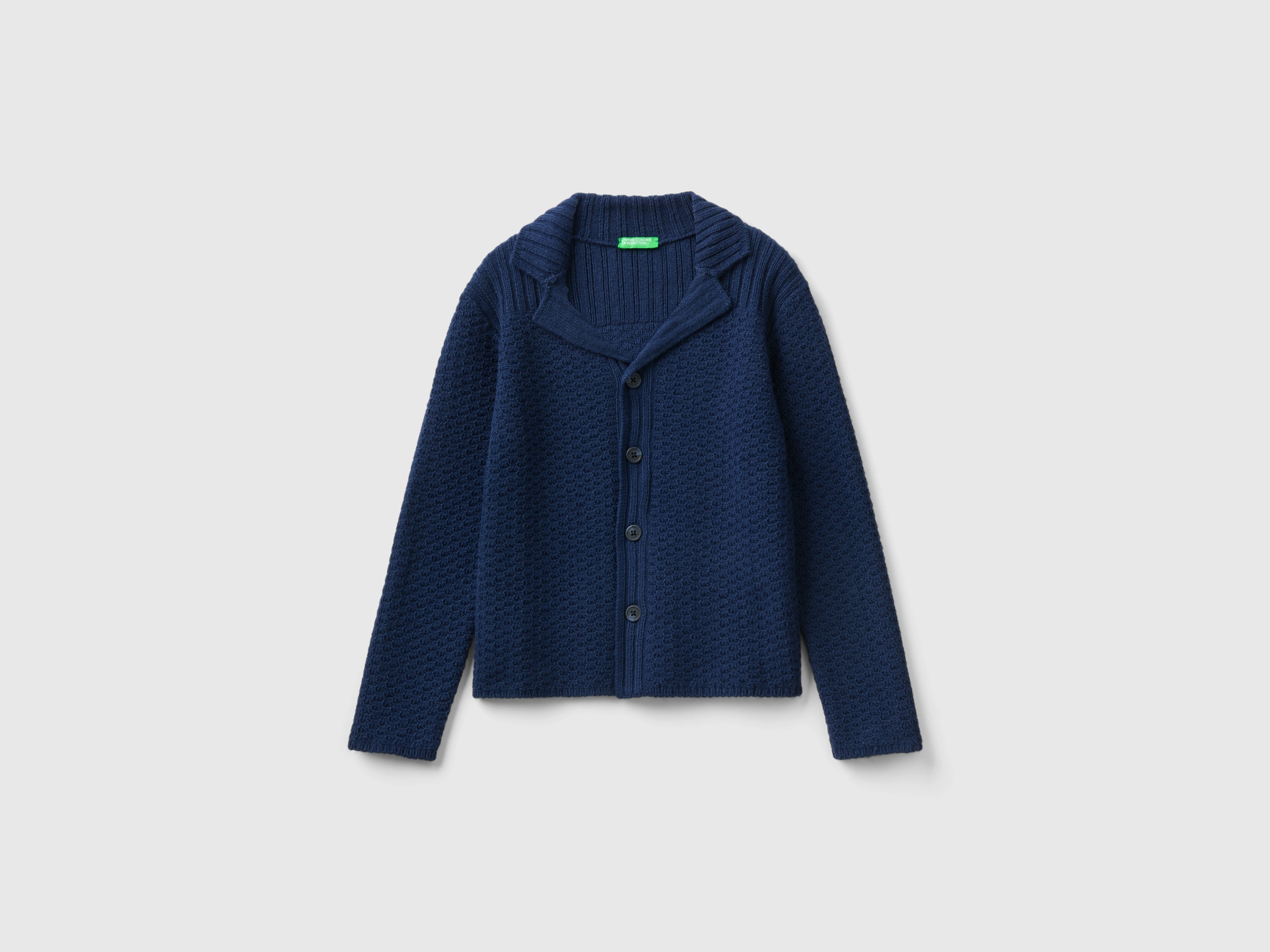 Benetton, Blazer In Wool Blend, size L, Dark Blue, Kids