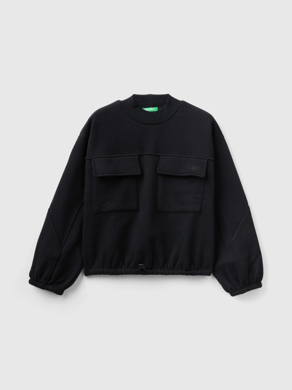 Benetton, Boxy Fit Sweatshirt With Pockets, Black, Kids
