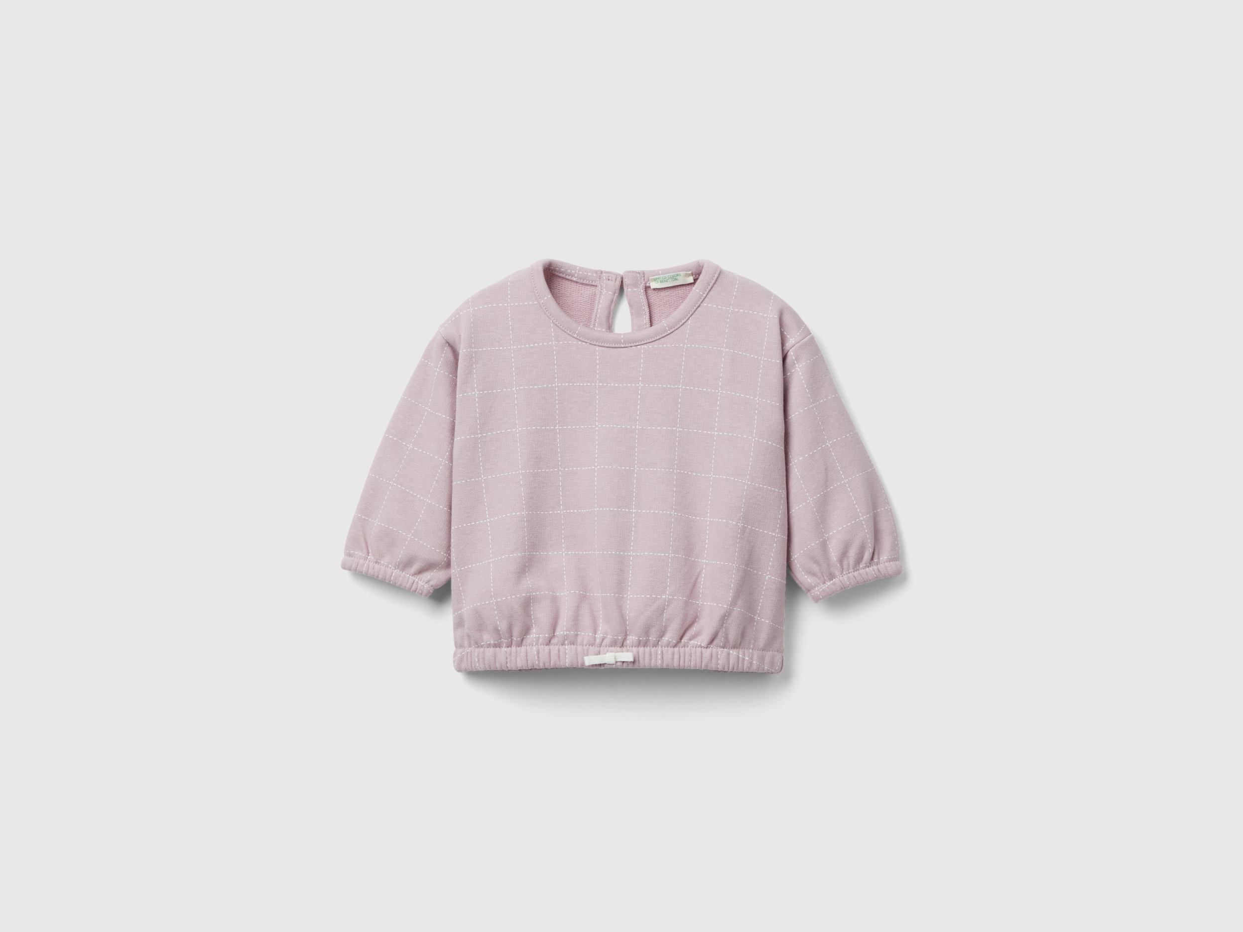 Benetton, Check Sweatshirt With Bow, size 0-1, Pink, Kids