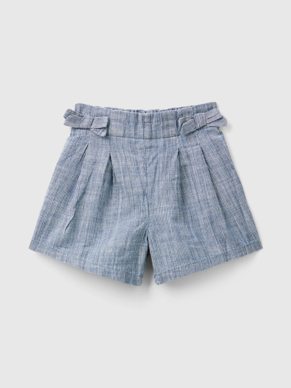 Benetton, Paperbag-shorts In Chambray, Blau, female