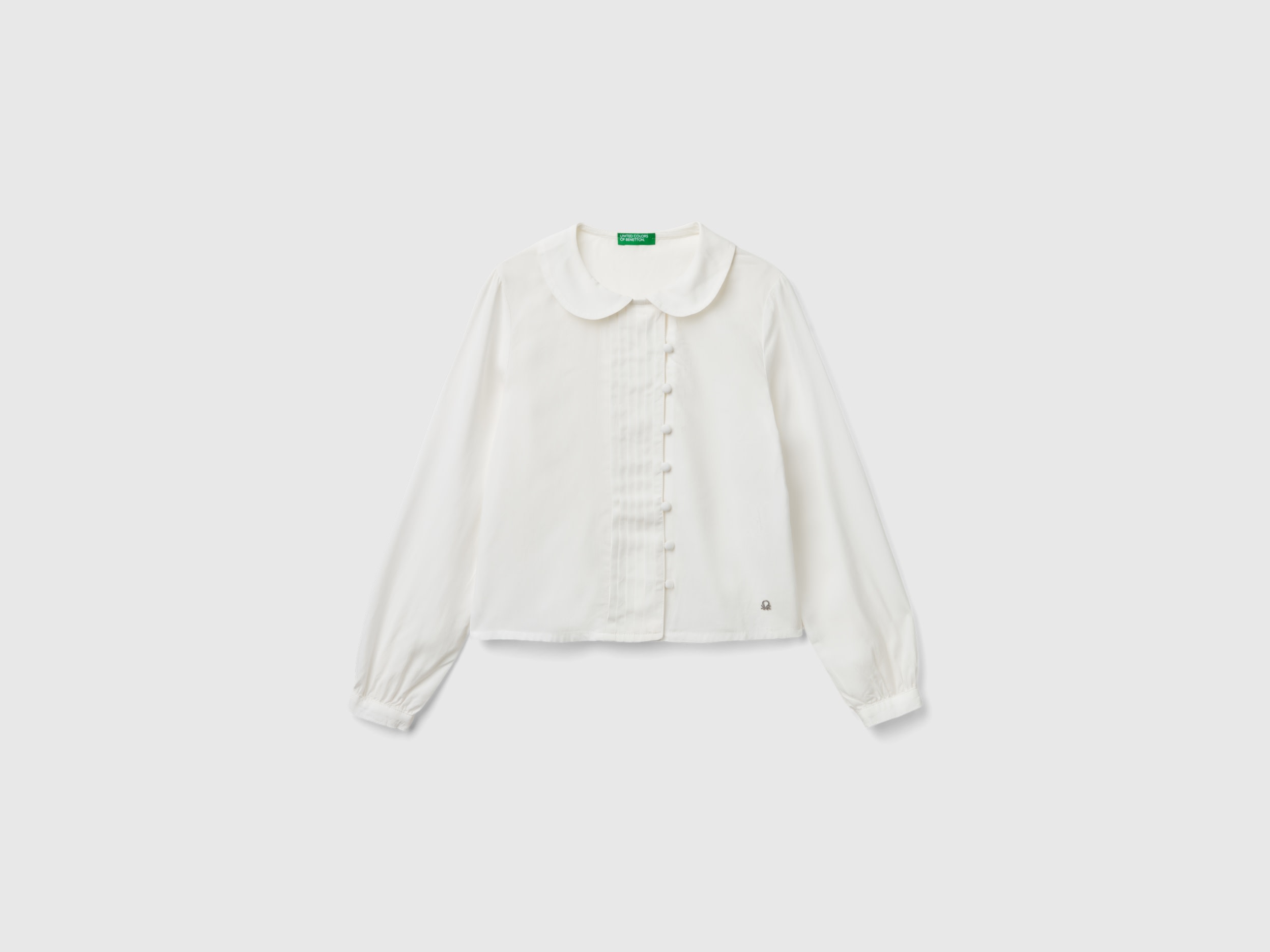 Benetton, Camicia In Misto Viscosa, Bianco Panna, Bambini