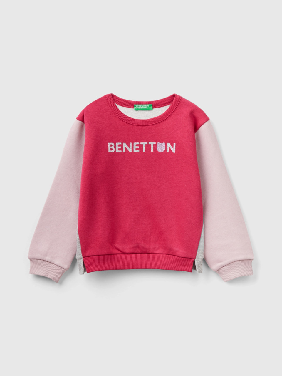 Benetton, Pullover Sweatshirt With Glittery Print, Multi-color, Kids
