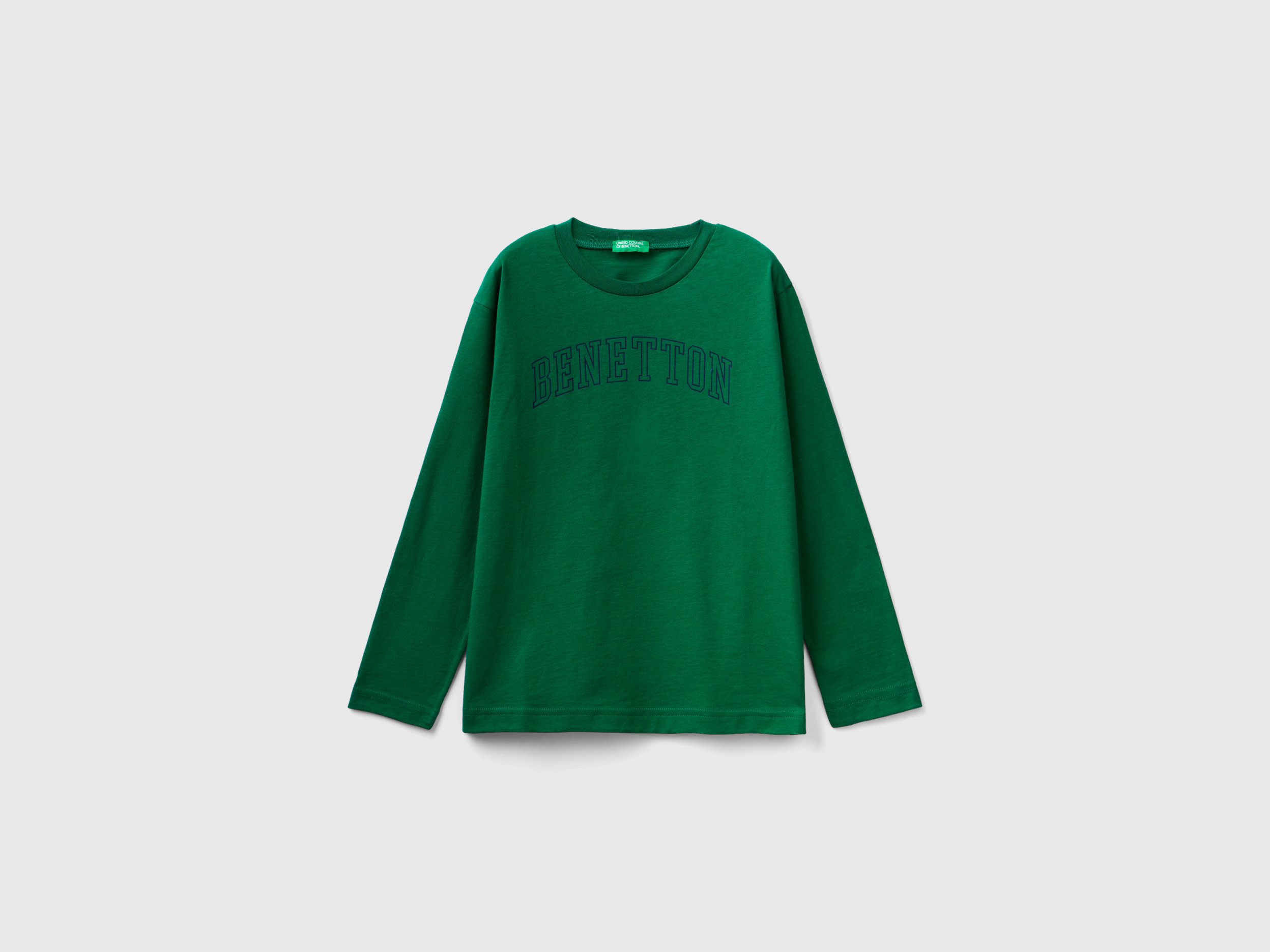 Benetton, Long Sleeve T-shirt With Logo, size S, Green, Kids