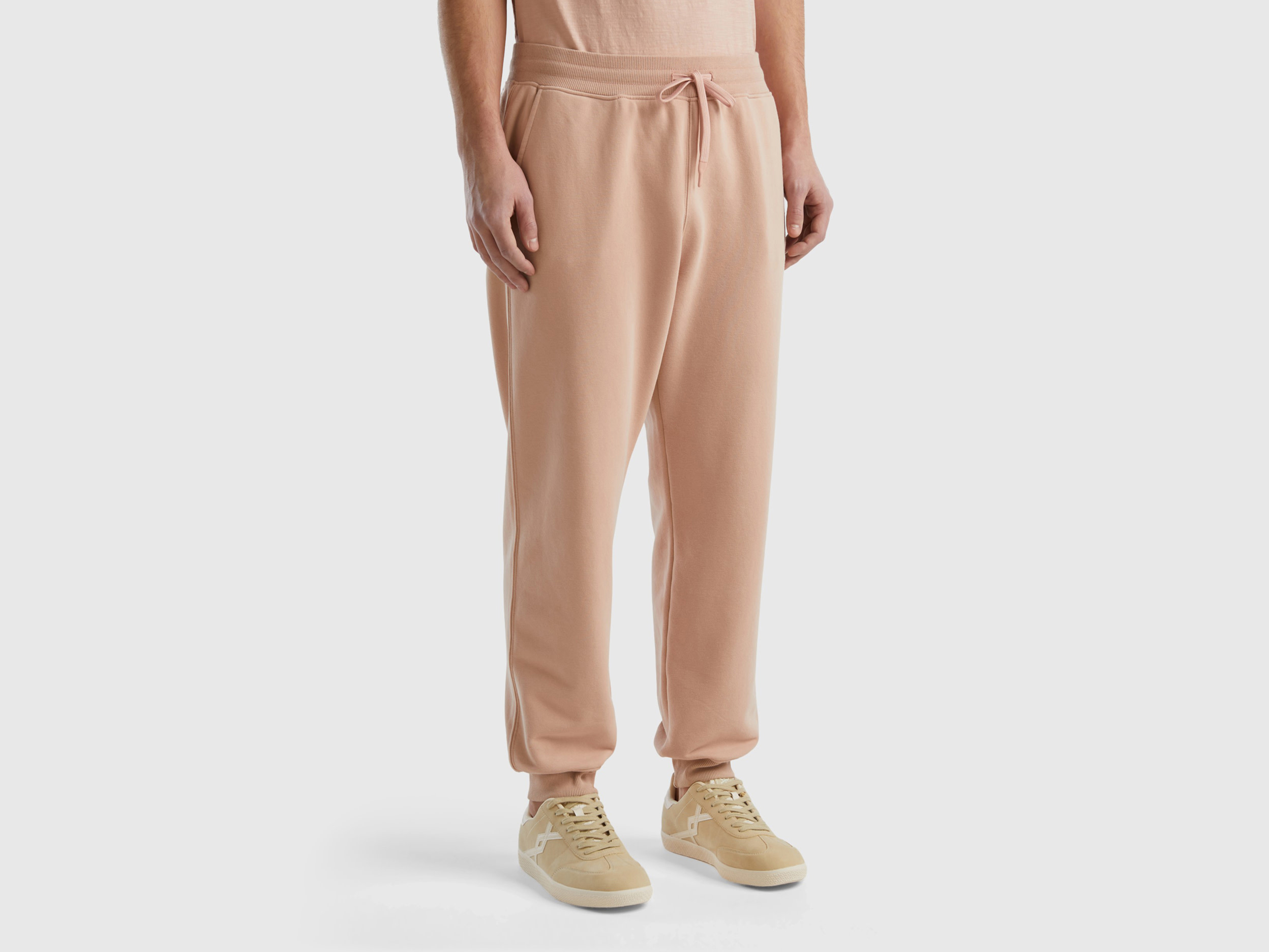Image of Benetton, Joggers In Organic Cotton Blend, size S, Nude, Men