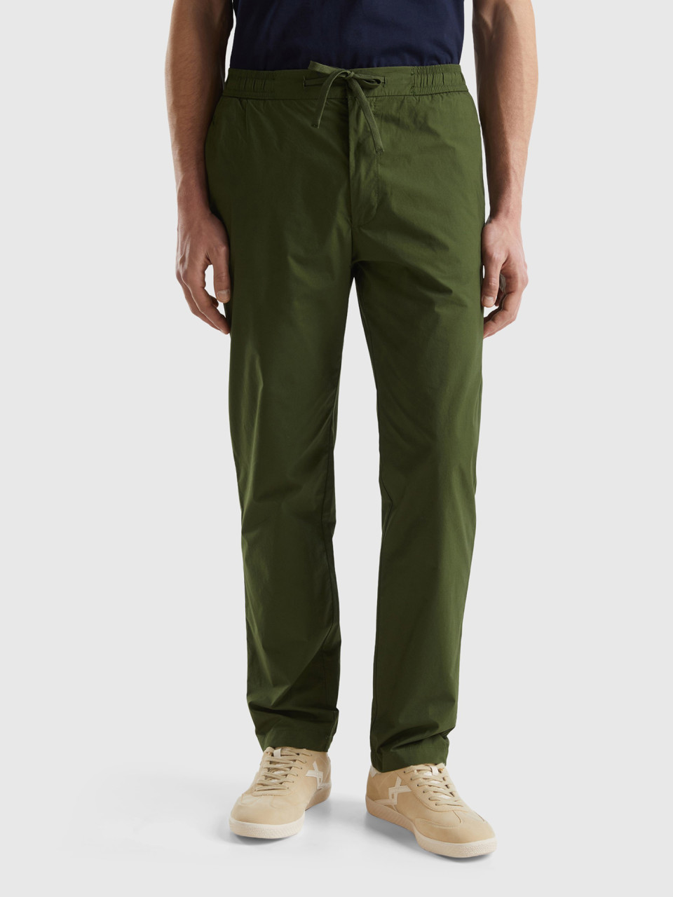 Benetton, Canvas Trousers With Drawstring, , Men