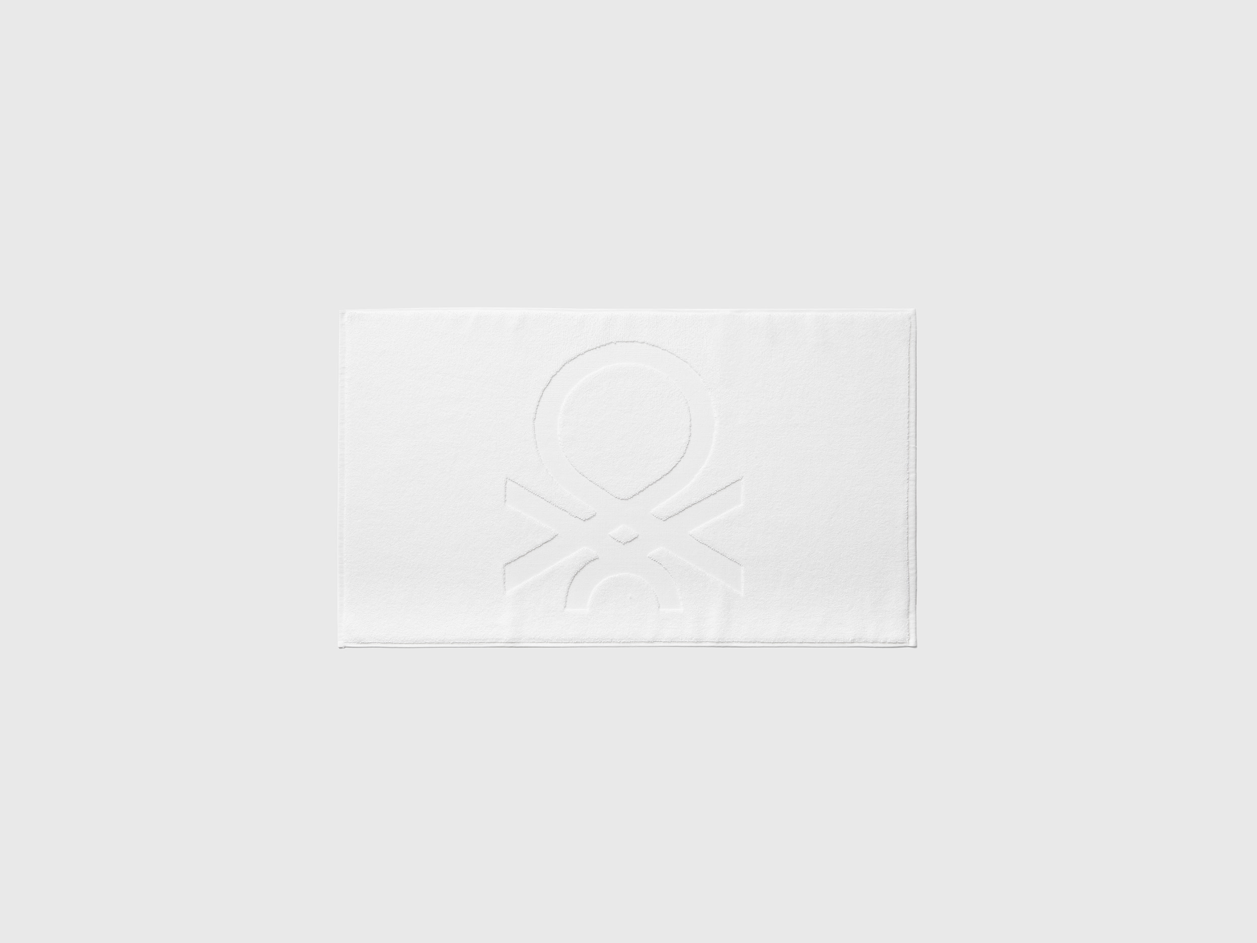Benetton, White Bathroom Rug With Logo, size OS, White, Benetton Home
