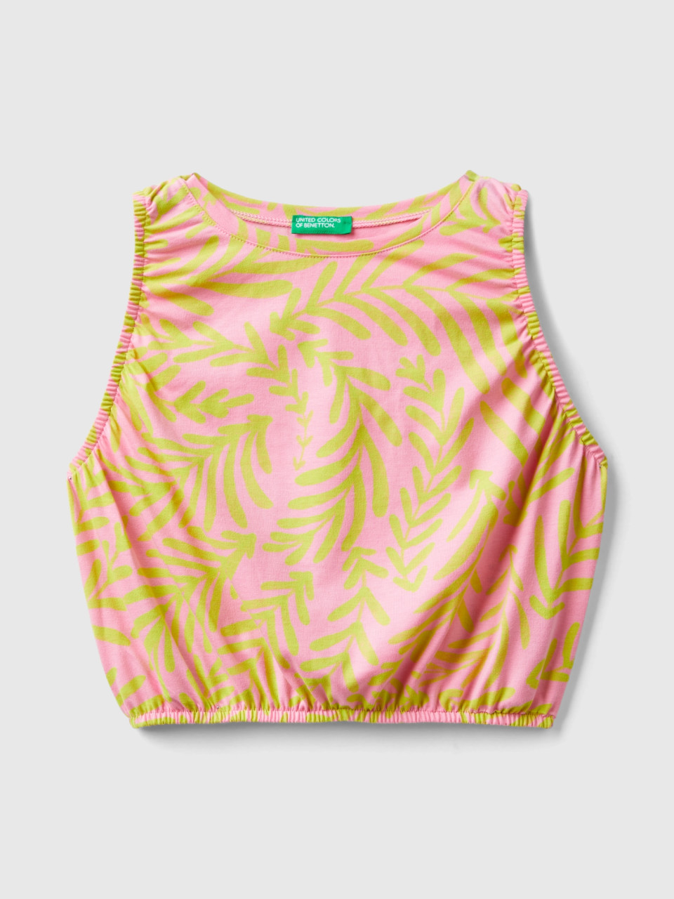 Benetton, Light Pink Top With Tropical Print, Soft Pink, Kids