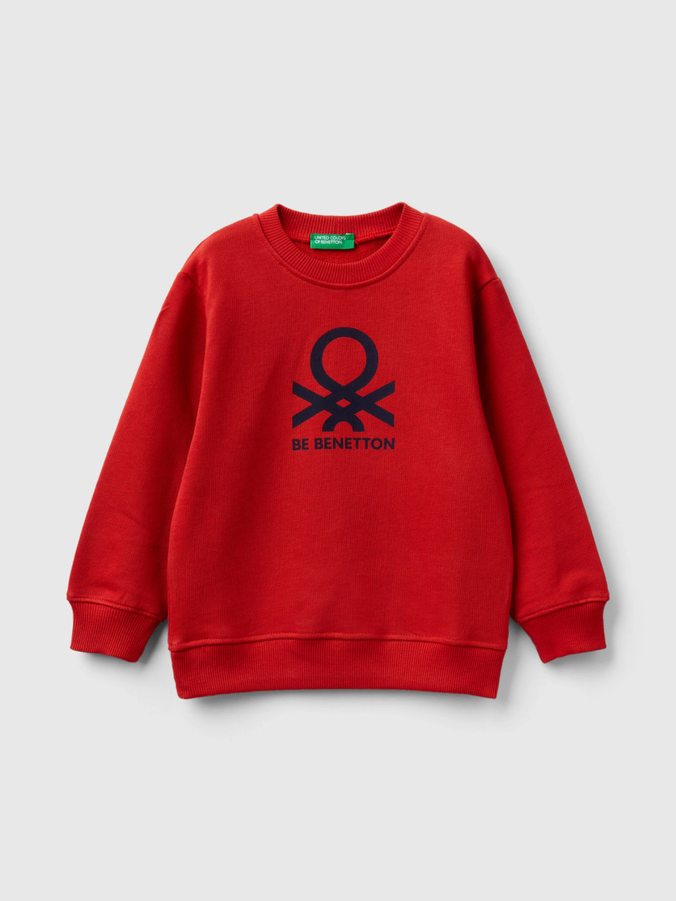 Benetton, Sweatshirt In 100% Organic Cotton, Brick Red, Kids
