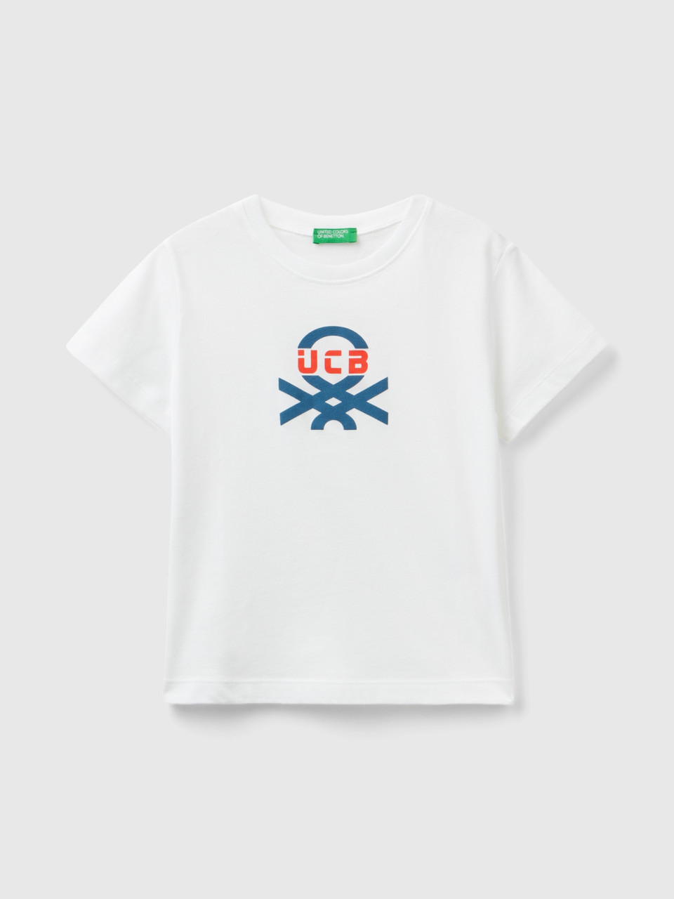Benetton, T-shirt With Print In 100% Organic Cotton, White, Kids