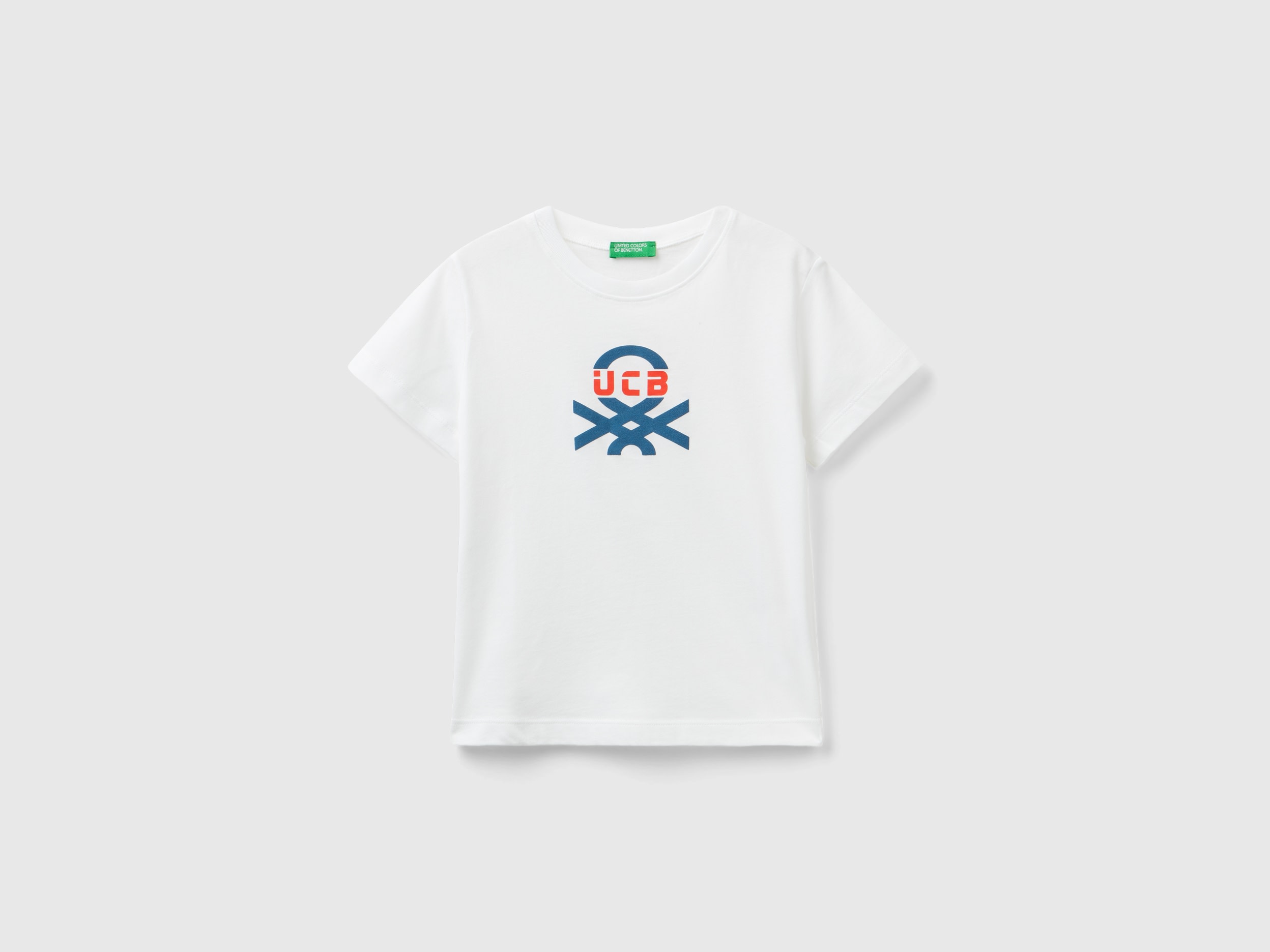 Image of Benetton, T-shirt With Print In 100% Organic Cotton, size 90, White, Kids