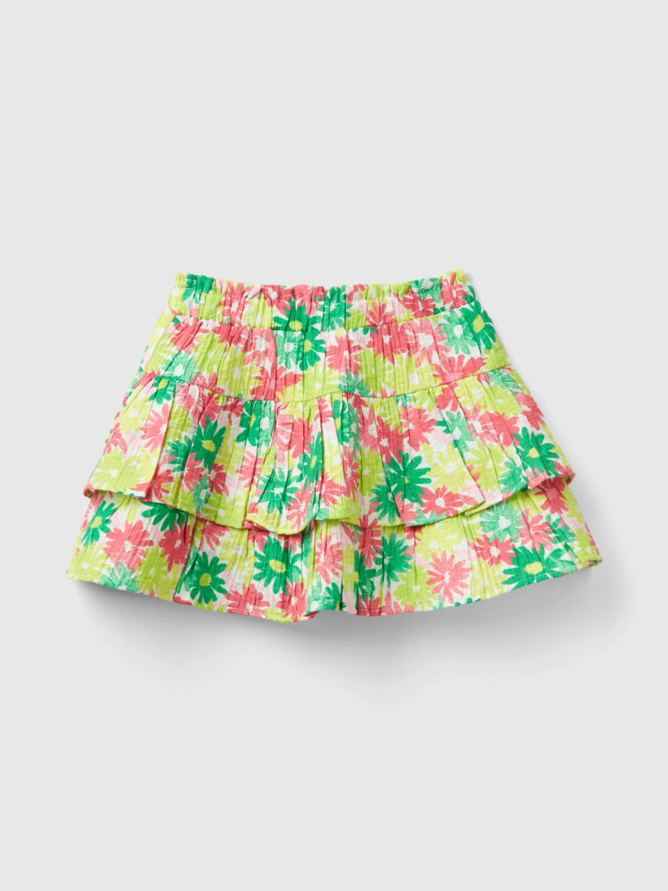 Benetton, Skirt With Floral Print, Multi-color, Kids