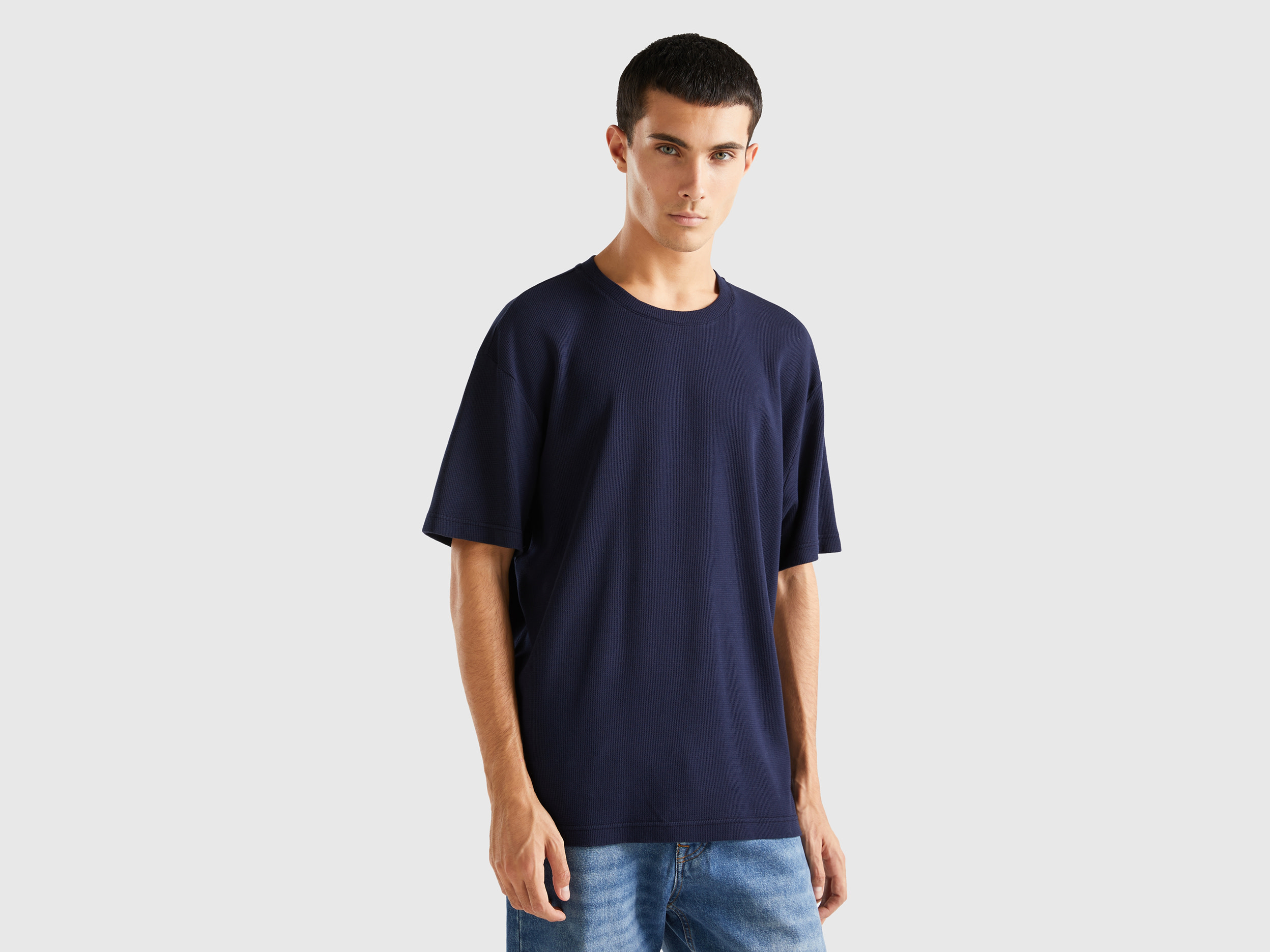 Benetton, Relaxed Fit T-shirt, size XS, Dark Blue, Men