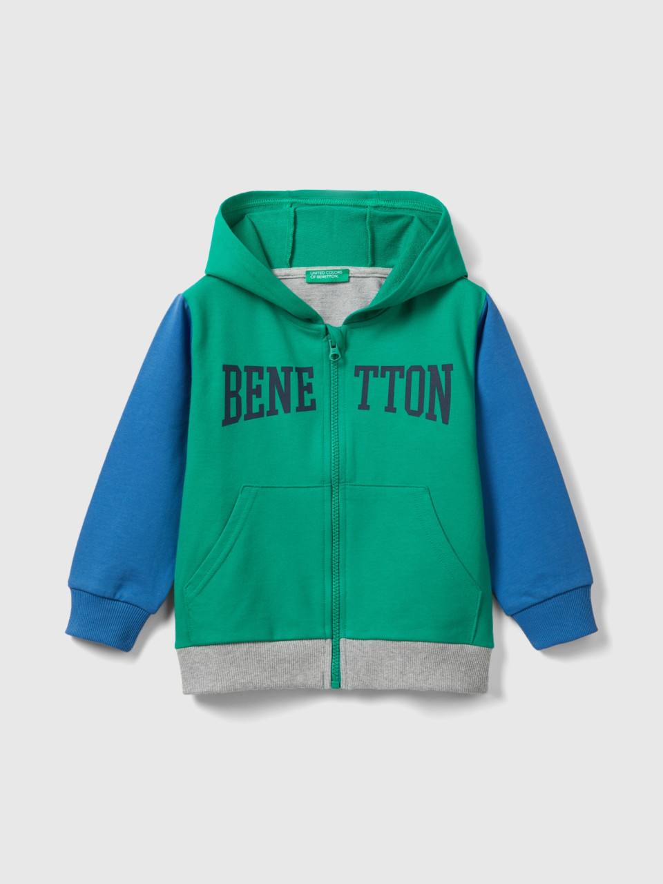 Benetton, Felpa Leggera Con Zip, Multicolore, Bambini