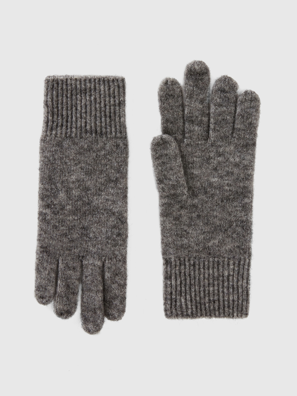 Benetton, Gloves In Recycled Yarn, Dark Gray, Women