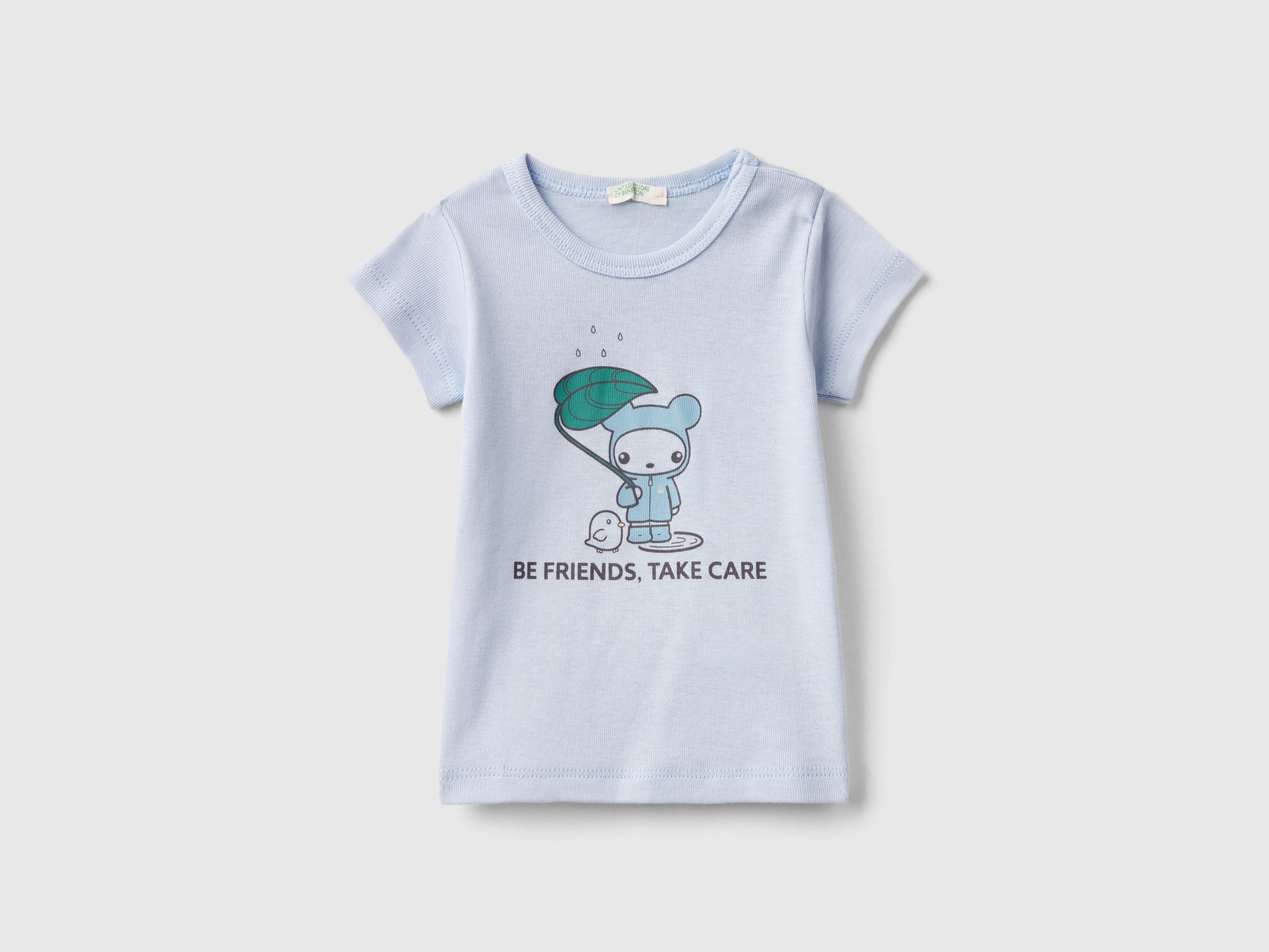 Image of Benetton, T-shirt In 100% Organic Cotton, size 62, Sky Blue, Kids
