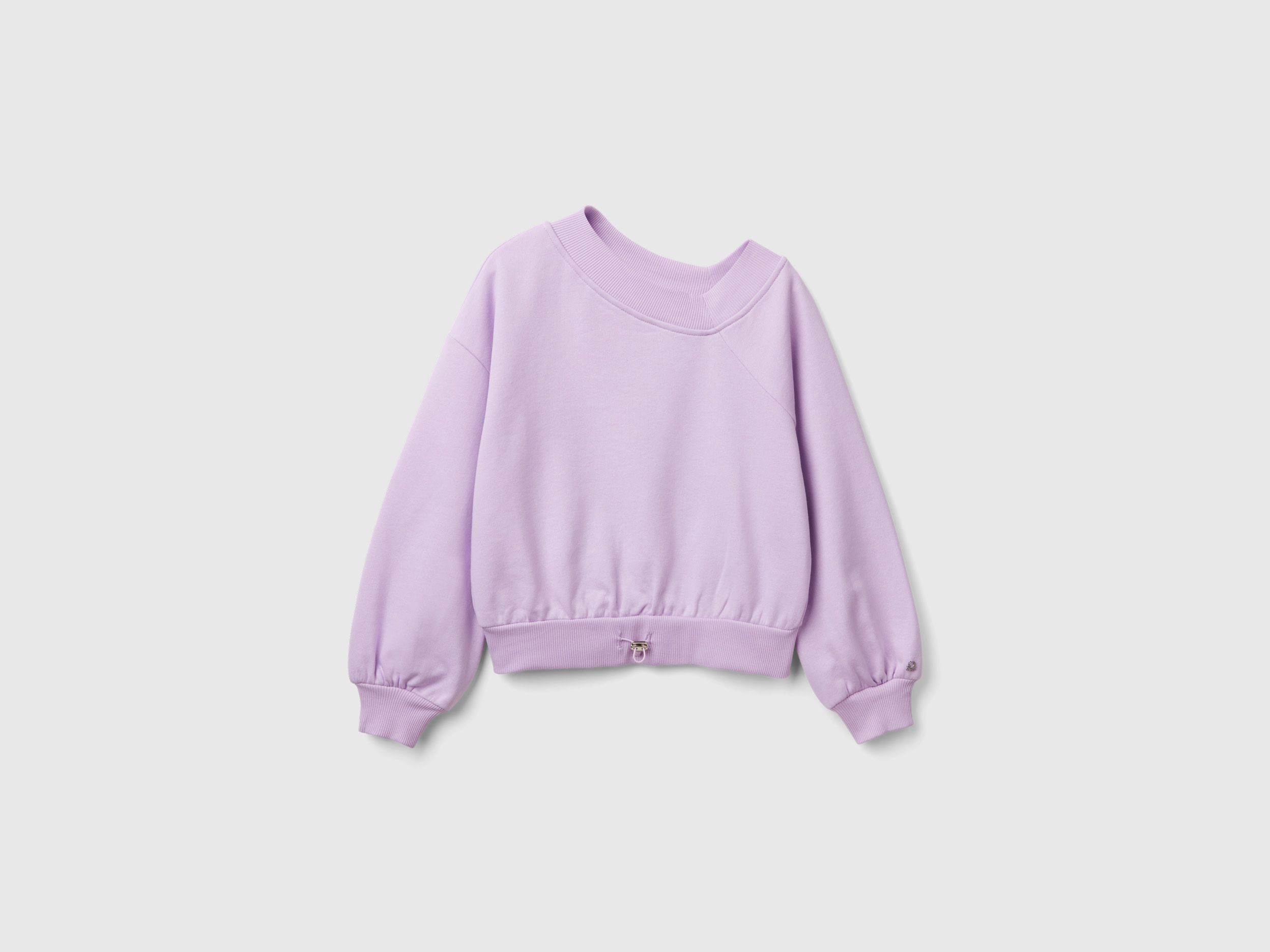 Benetton, Felpa Con Scollo Asimmetrico, Lilla, Bambini