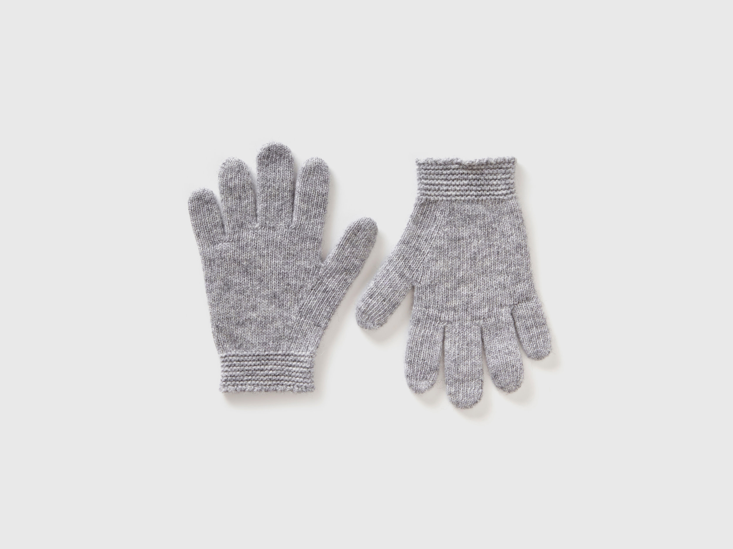 Benetton, Gloves In Stretch Wool Blend, size 4-6, Light Gray, Kids