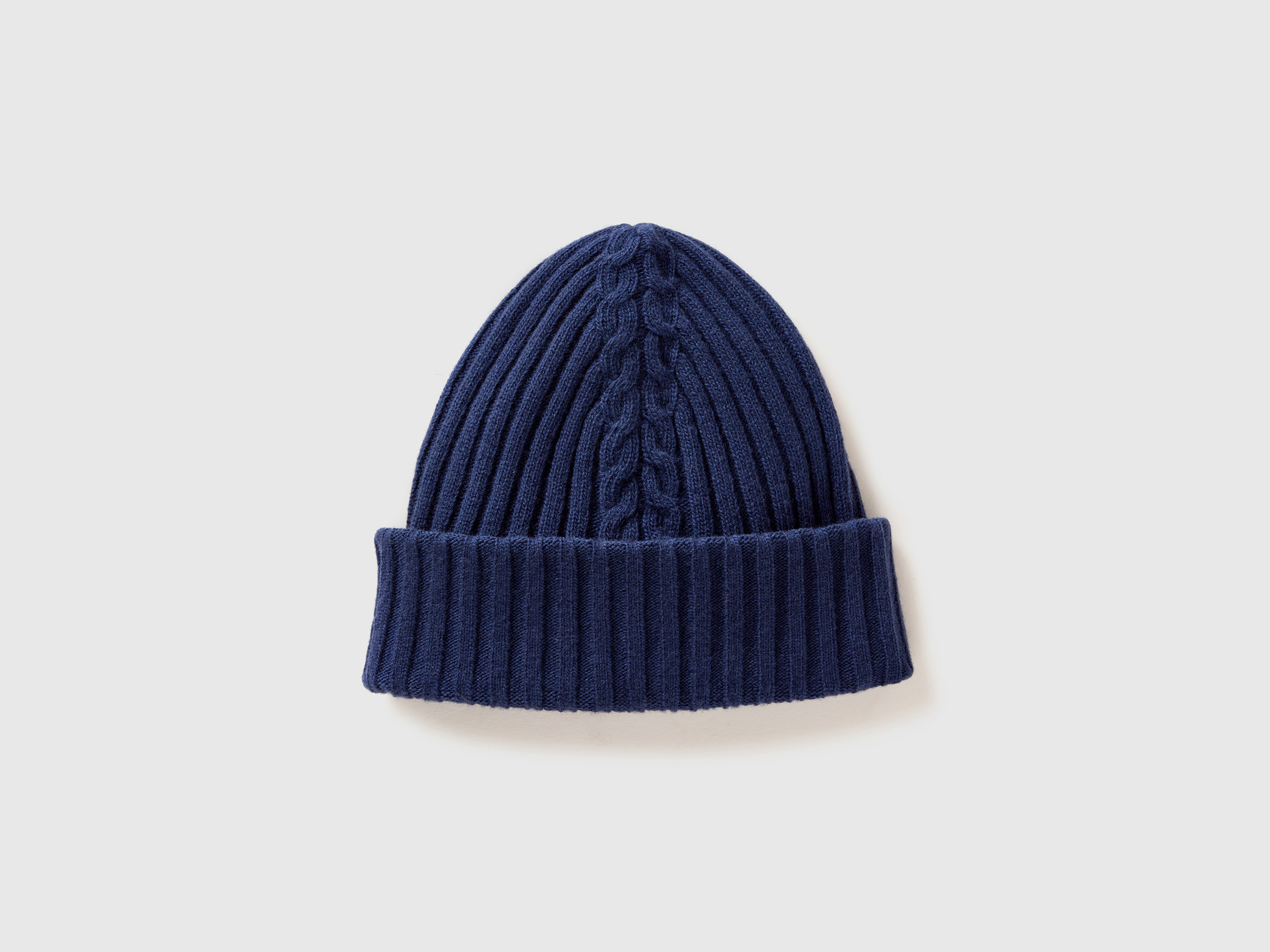 Benetton, Berretto Con Lavorazione Treccia, Blu Scuro, Donna