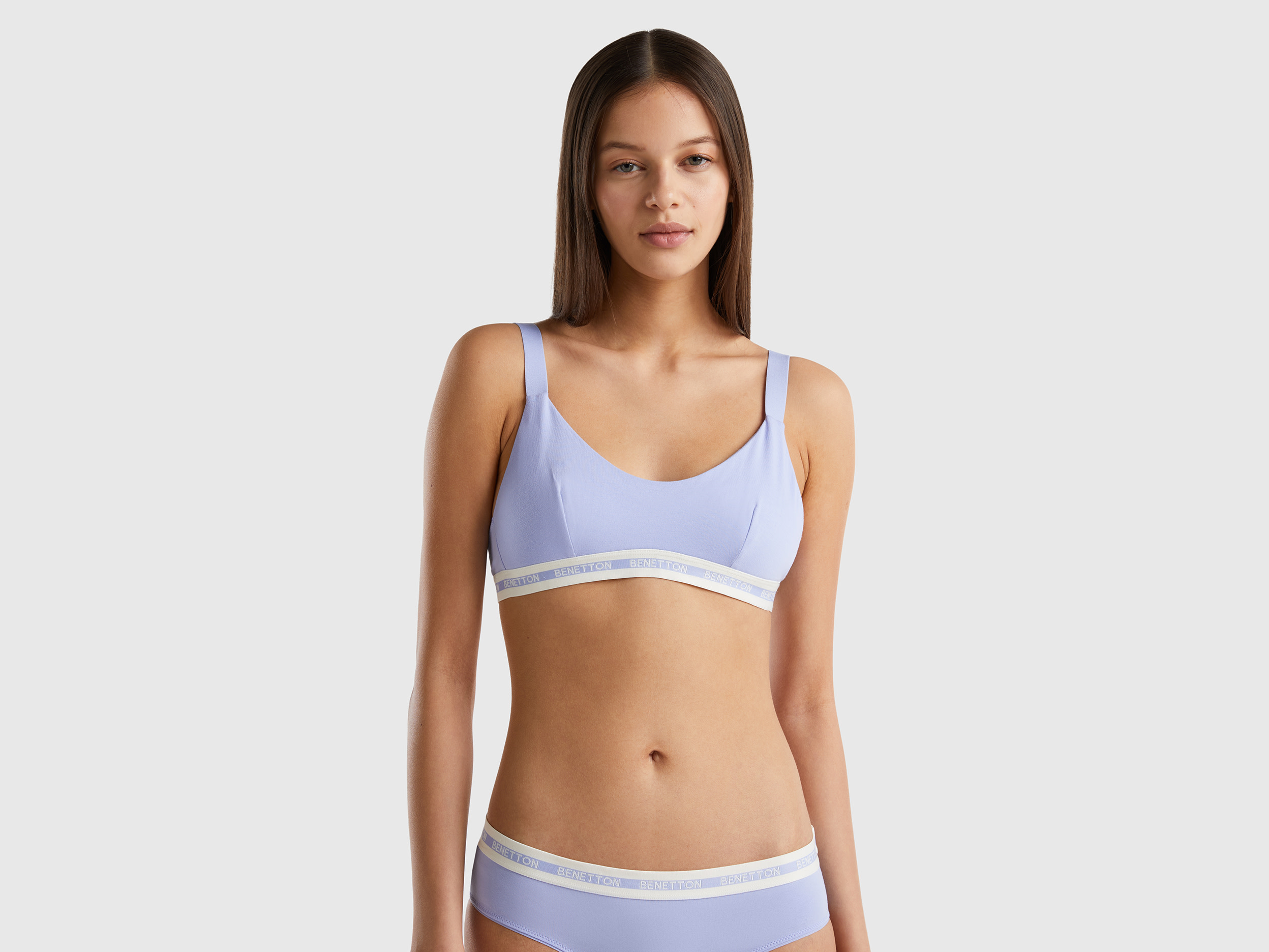 Benetton, Reggiseno Semi Imbottito In Cotone Bio, , Donna