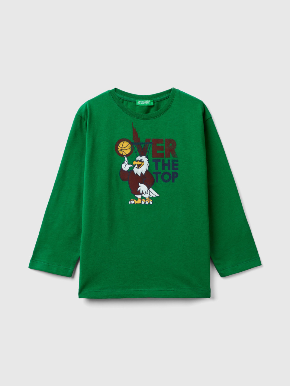 Benetton, T-shirt À Imprimé Oversize, Vert, Enfants