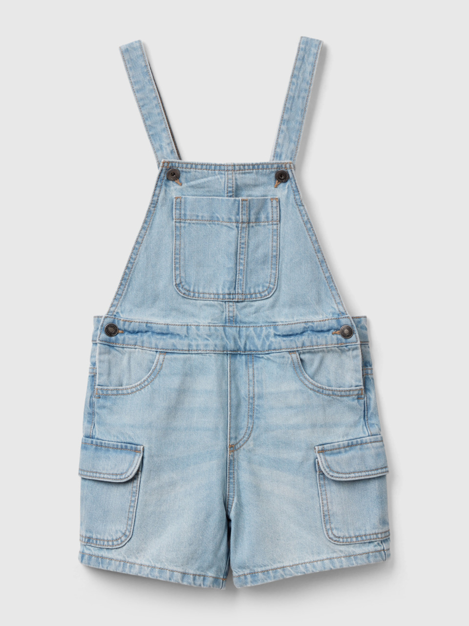 Benetton, Denim Dungarees With Pockets, Sky Blue, Kids