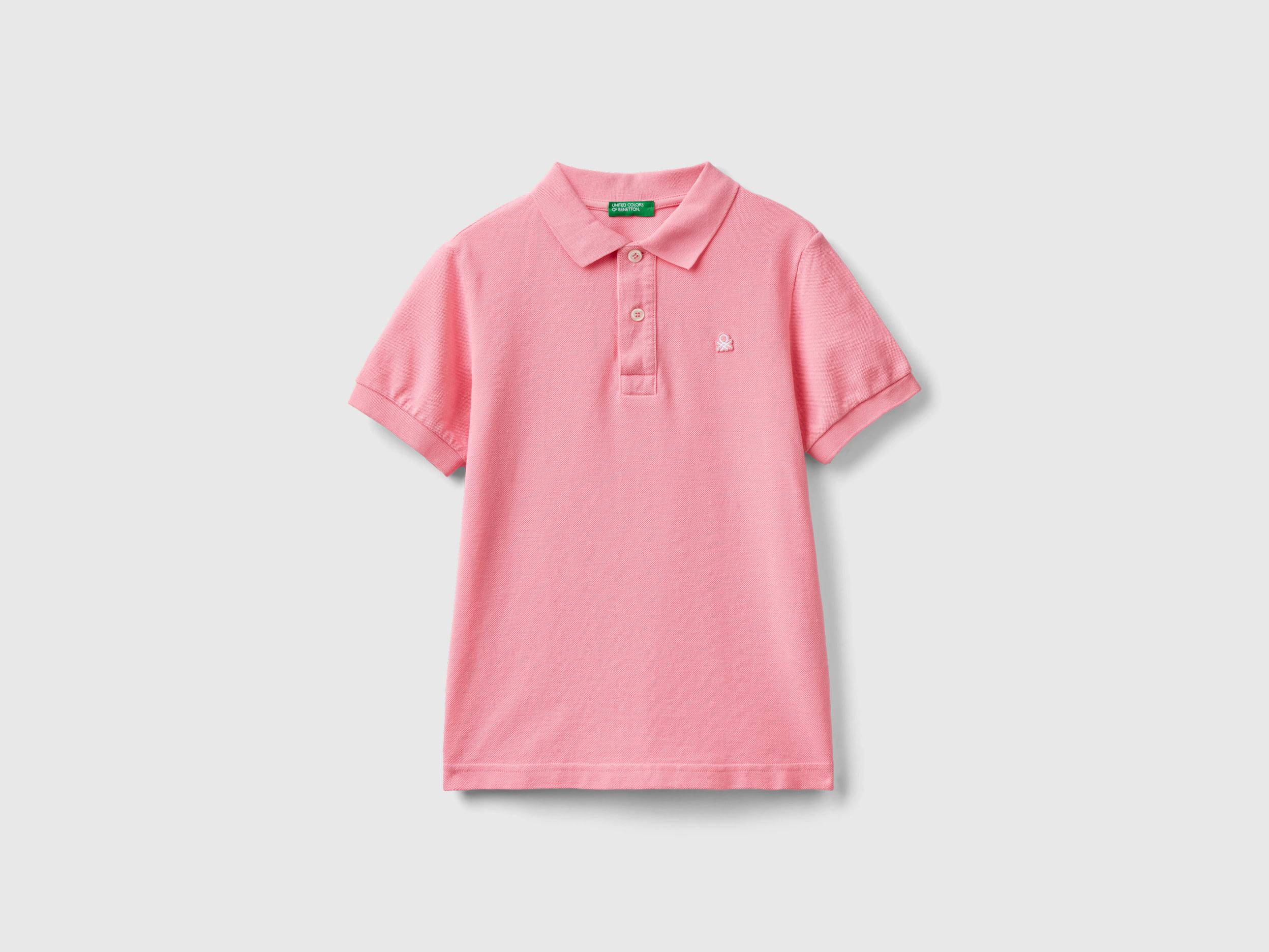 Image of Benetton, Slim Fit Polo In 100% Organic Cotton, size L, Pink, Kids