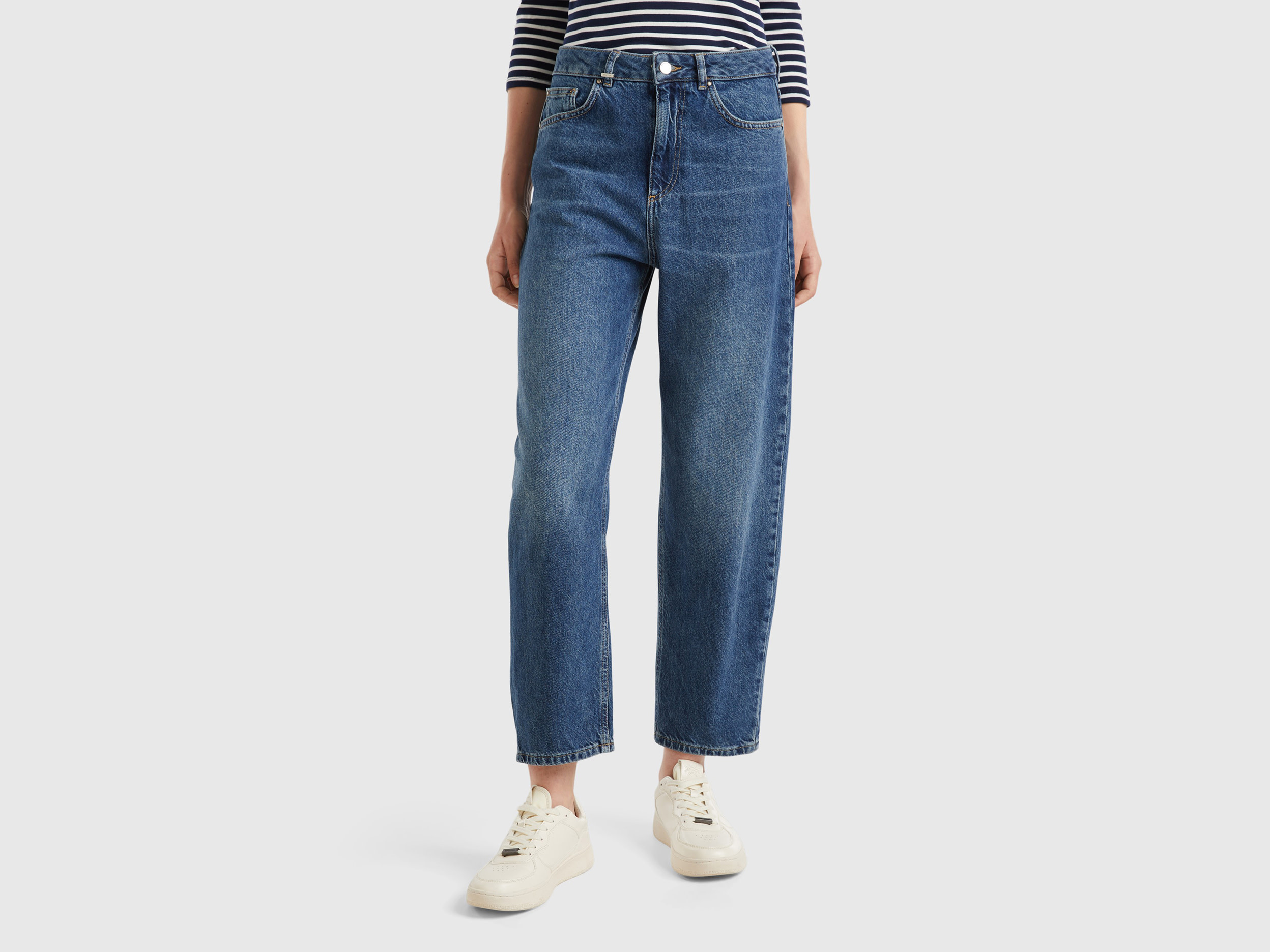 Benetton, Jeans Balloon Fit, Blu, Donna