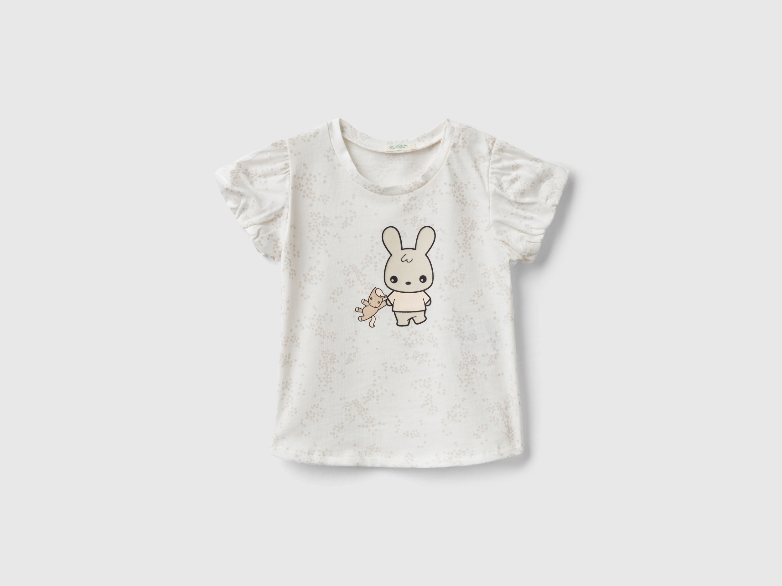 Image of Benetton, T-shirt With Bunny Print, size 50, Creamy White, Kids