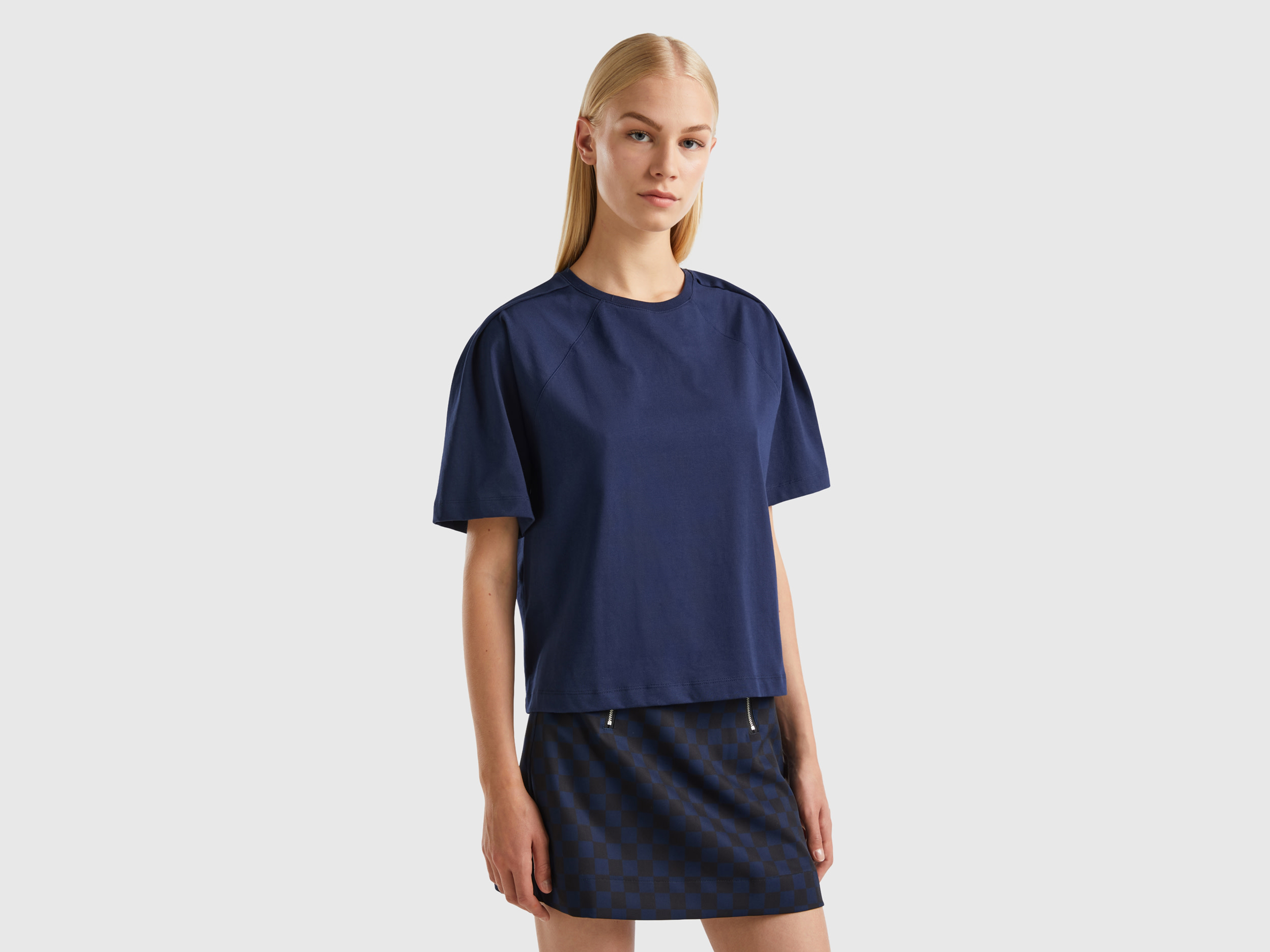 Benetton, Boxy Fit T-shirt, size S, Dark Blue, Women