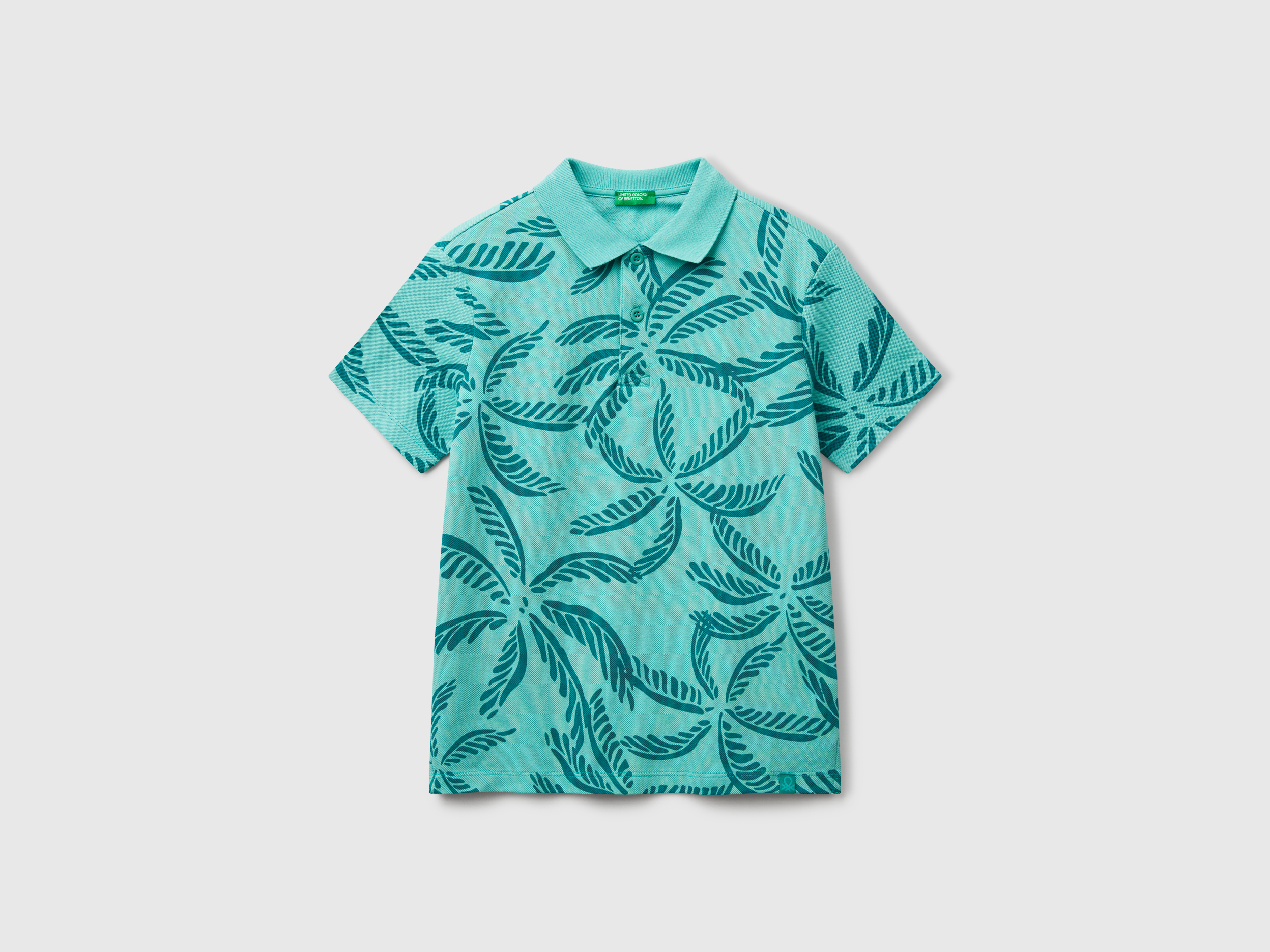 Benetton, Polo Vert À Imprimé Tropical, taille 2XL, Vert, Enfants - United Colors of Benetton - Modalova