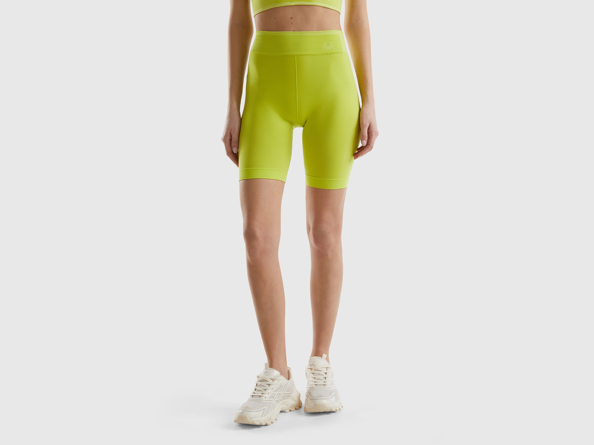 Image of Benetton, Seamless Sports Cycling Leggings, size S, Lime, Women
